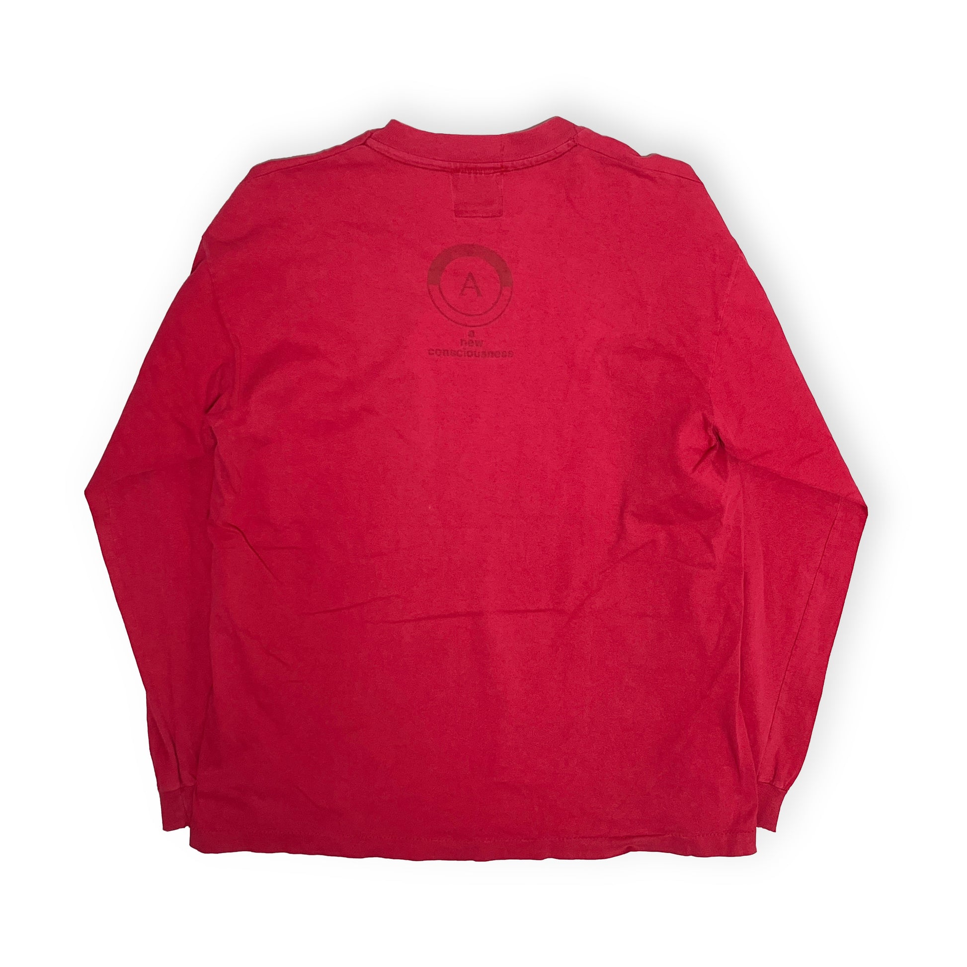 90s ANARCHIC ADJUSTMENT L/S T XL レア 背面 赤色長袖Tシャツ 背面にロゴ 襟元タグ