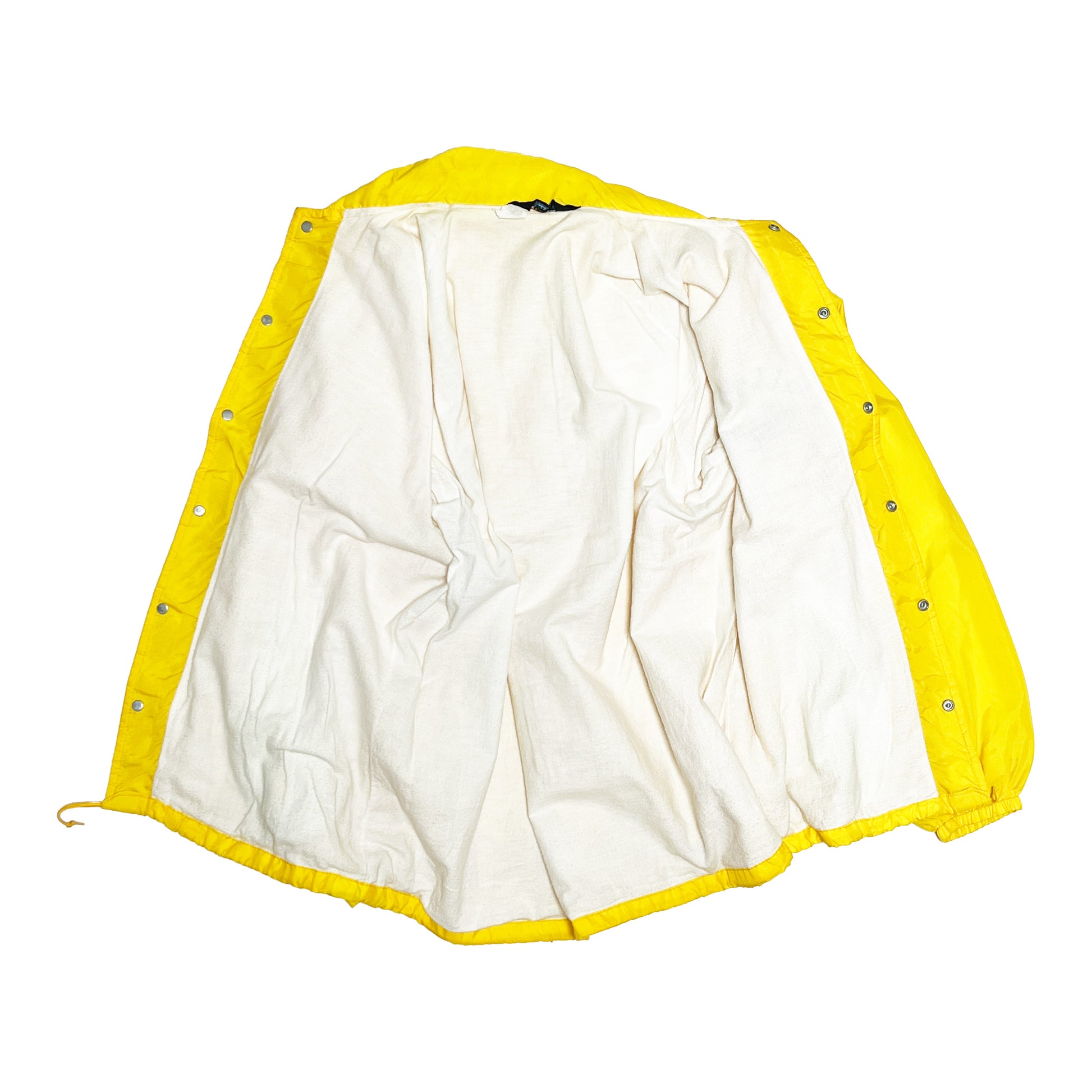 70s Champion Coach JKT "ALL-ARMY SPORTS" XL ディテール 黄色のコーチジャケット背面 素材感