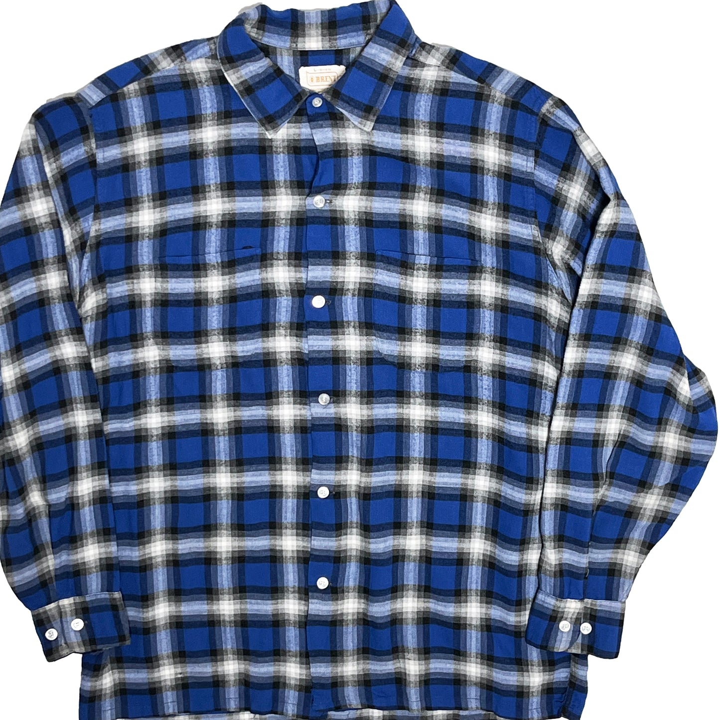 60s BRENT Onbre Rayon L/S SH L 平置き 全体的なデザイン ボタン 袖口