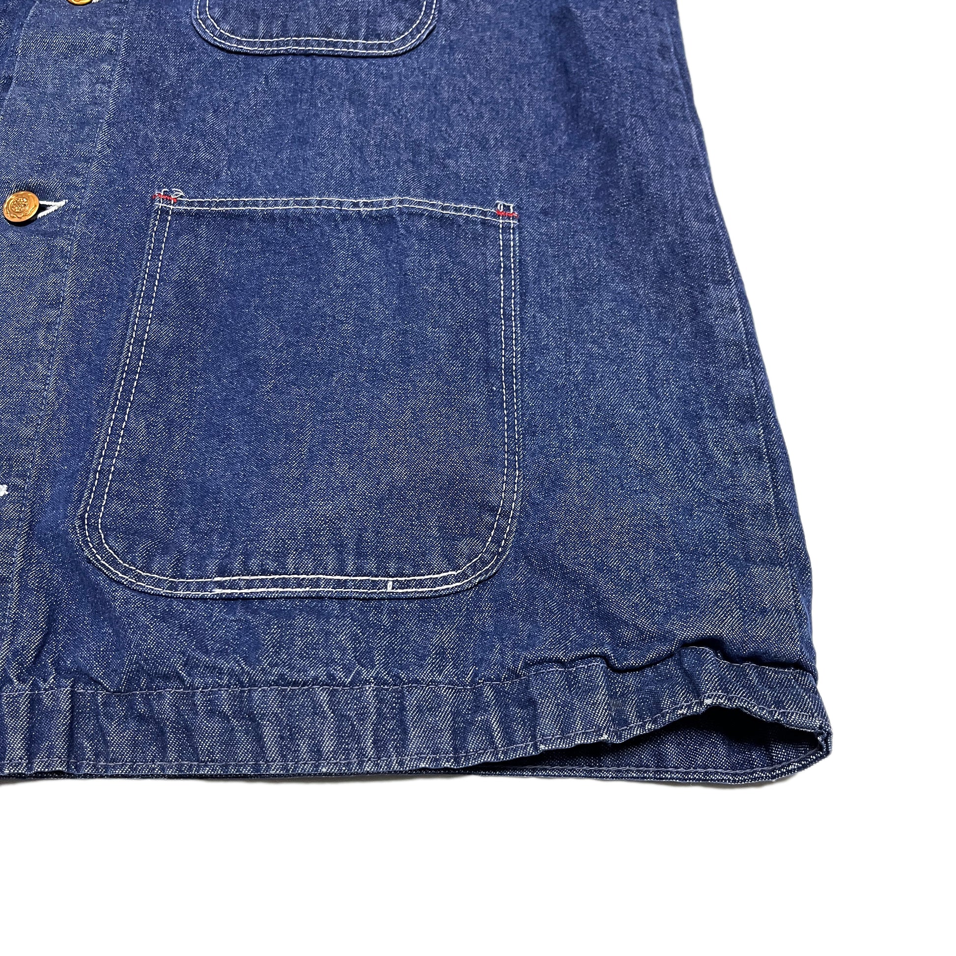80s BIG BEN Denim Coverall 濃紺 44 ディテール 2 濃紺のジーン素材 縫い目