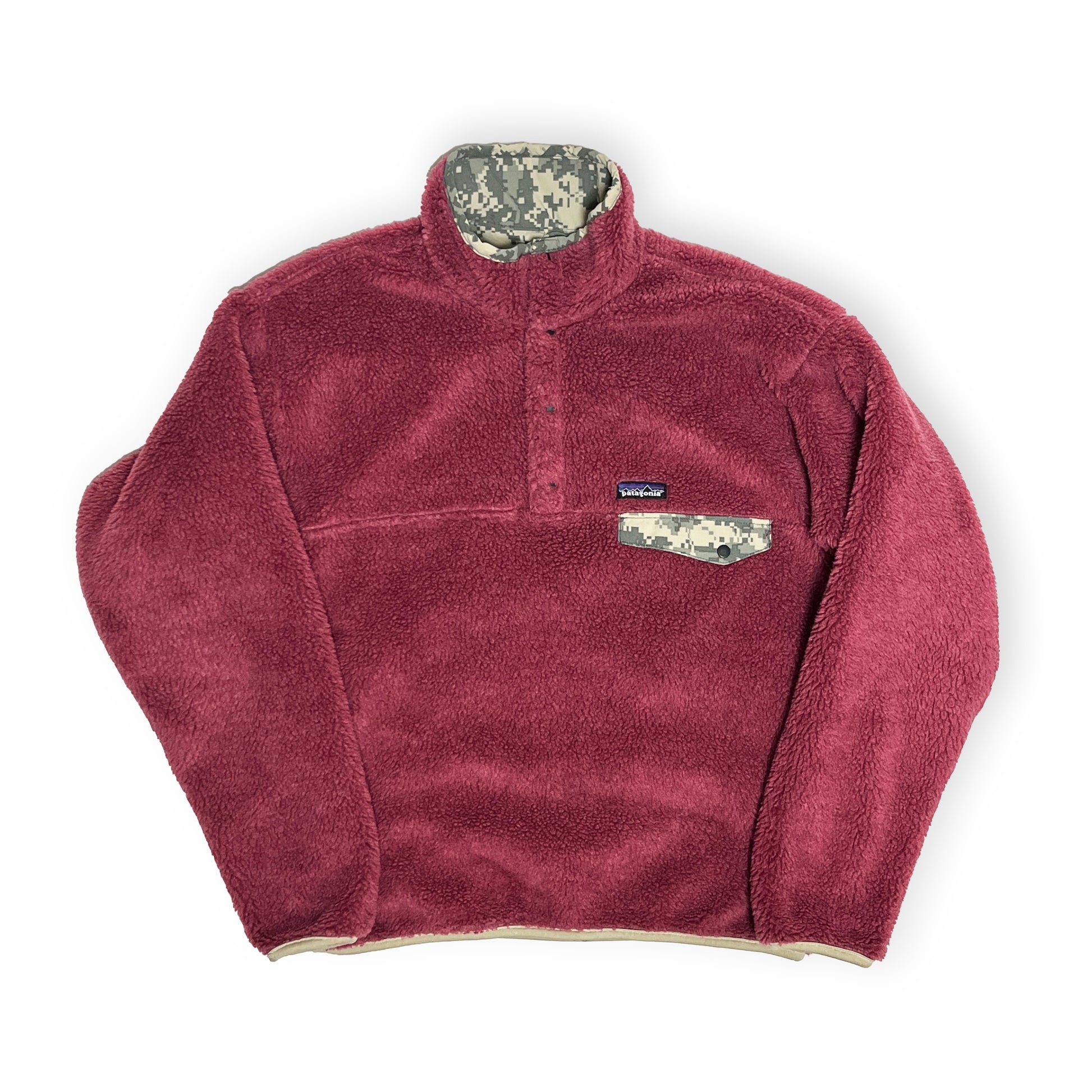 00s PATAGONIA MARS REVERSIBLE PILE JKT L モデル着用 4 デジタルサイバーアーク（USMC）の迷彩柄 マールカラーのフ