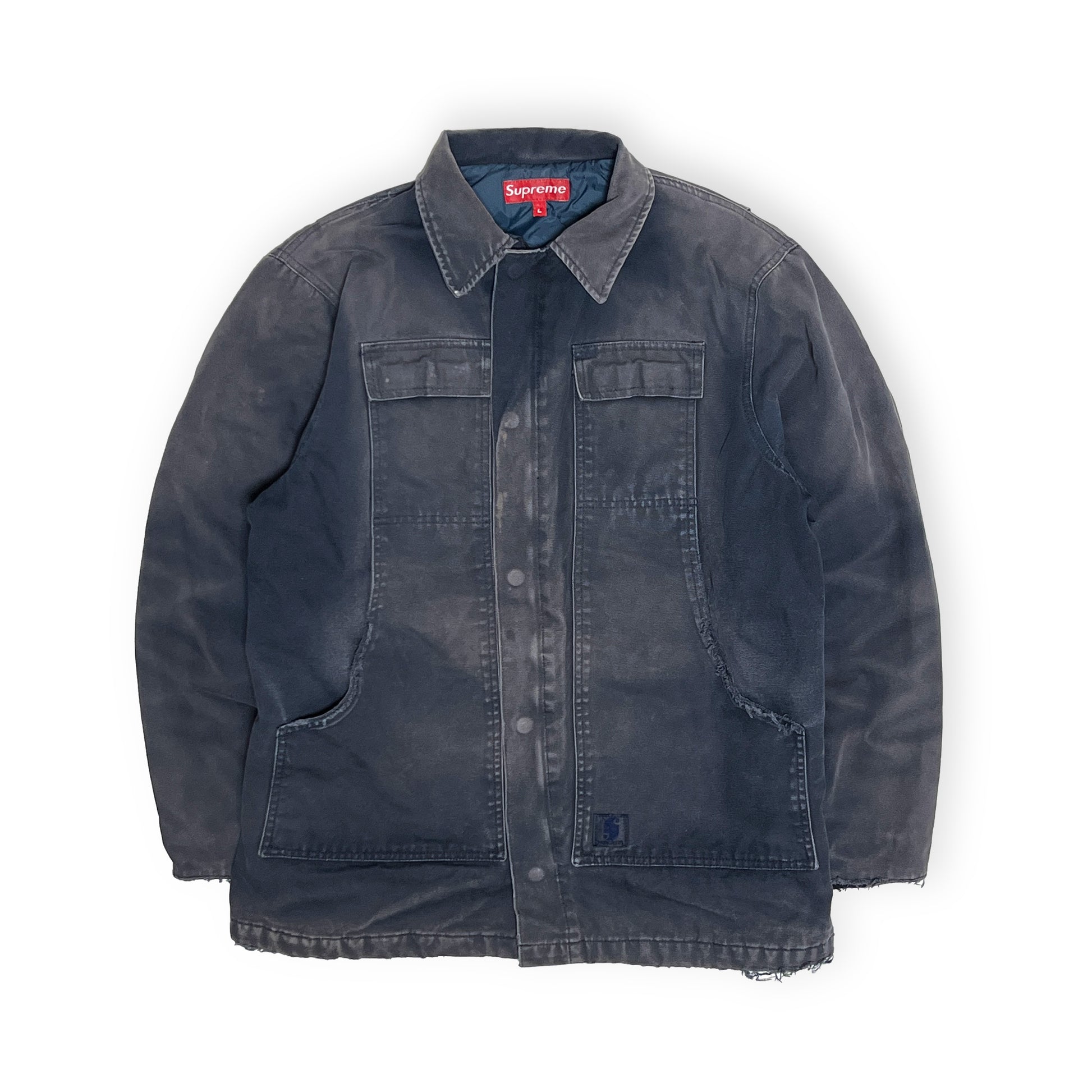 00s Old Supreme Duck JKT Carhartt サンプリング フェード L 背面 中央の縫い目 裾のフリーズ