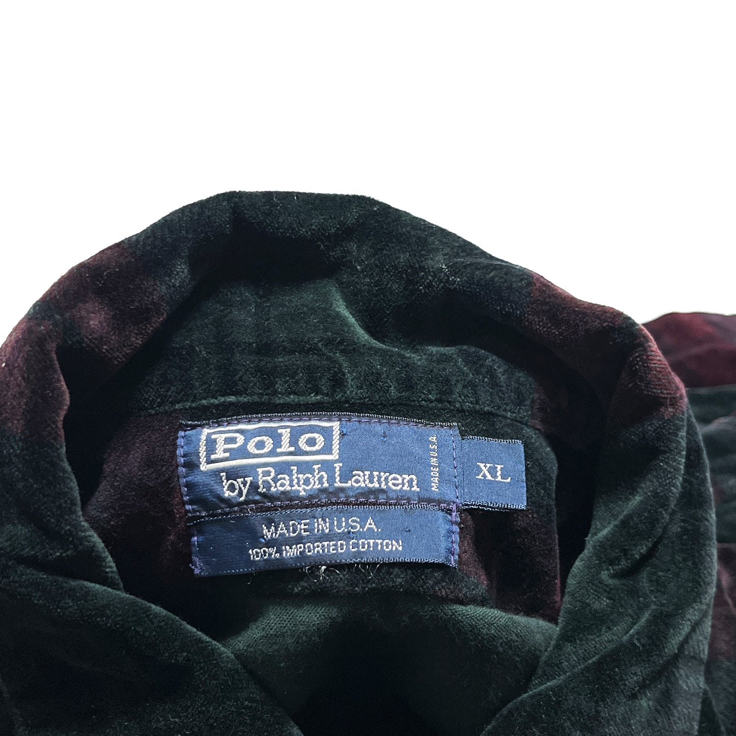 Ralph Lauren Velor Check L/S SH 好配色パターン XL アメリカ製 ブランドタグ Polo by Ralph Lauren タグ XLサイズ