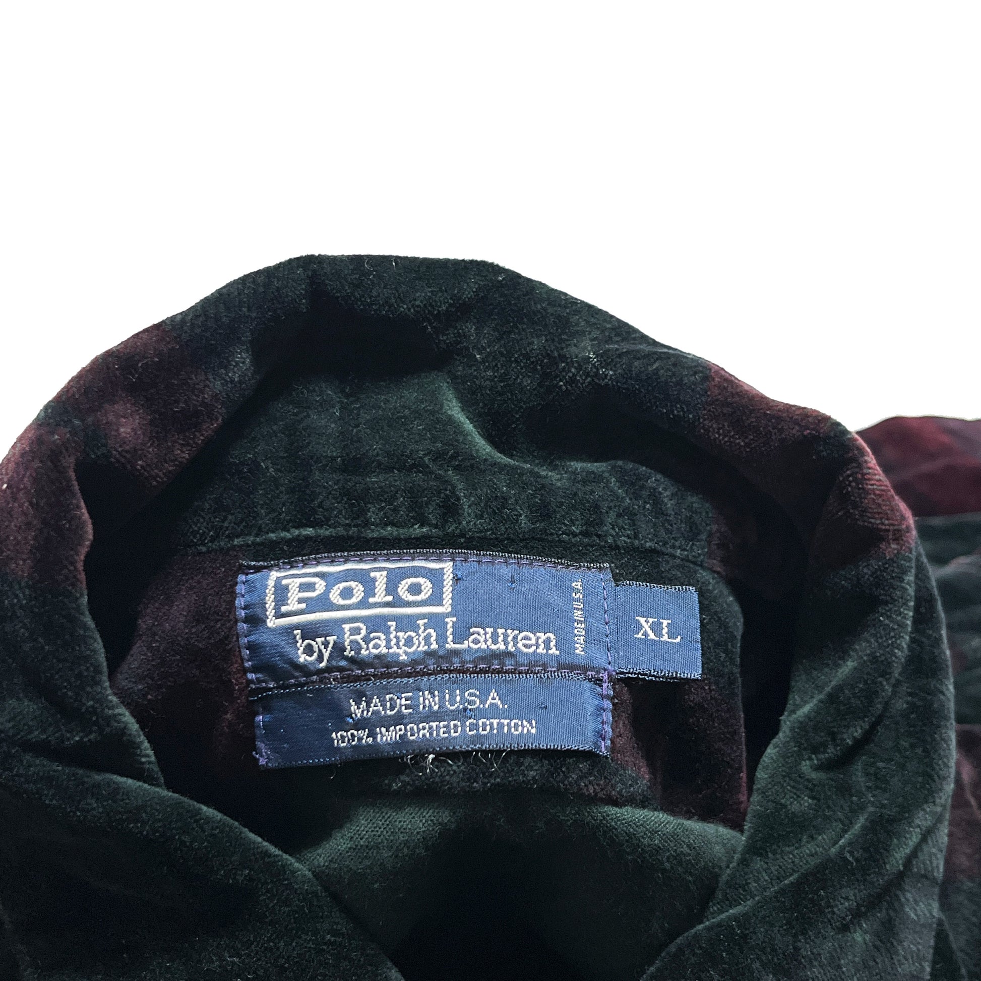 Ralph Lauren Velor Check L/S SH 好配色パターン XL アメリカ製 ブランドタグ Polo by Ralph Lauren タグ XLサイズ
