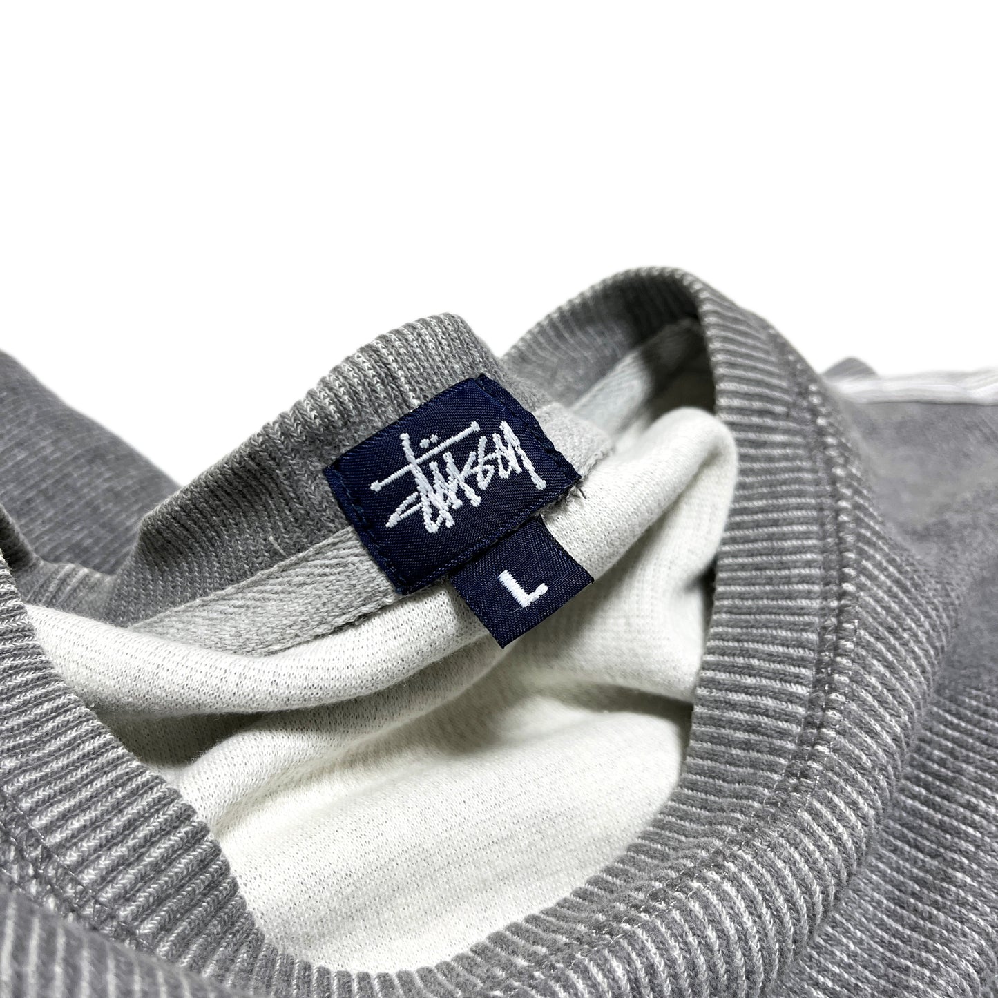 90s Stussy Pocket Sweat L ディテール 胸ポケットのStussyロゴ 素材の質感