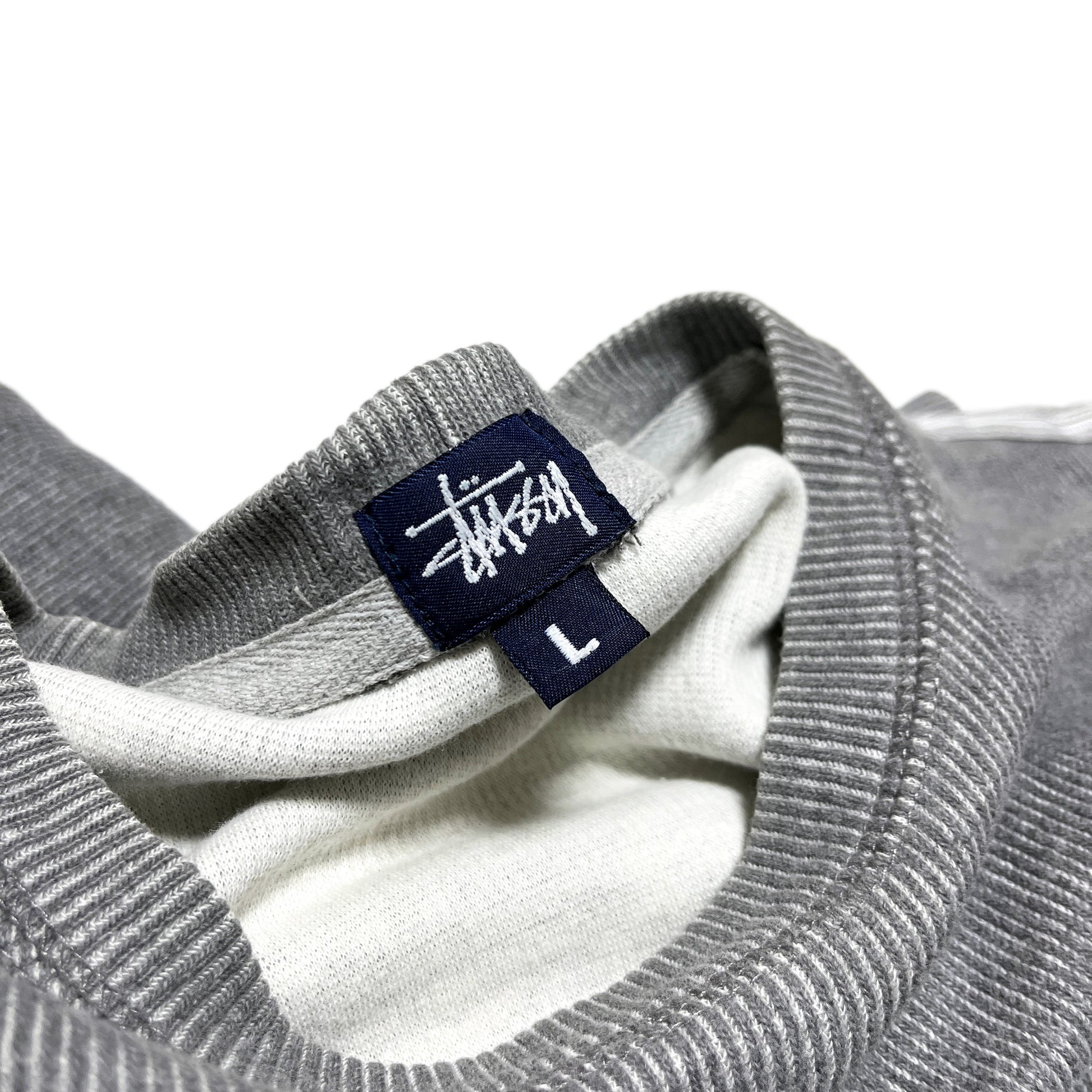 90s Stussy Pocket Sweat L ディテール 胸ポケットのStussyロゴ 素材の質感