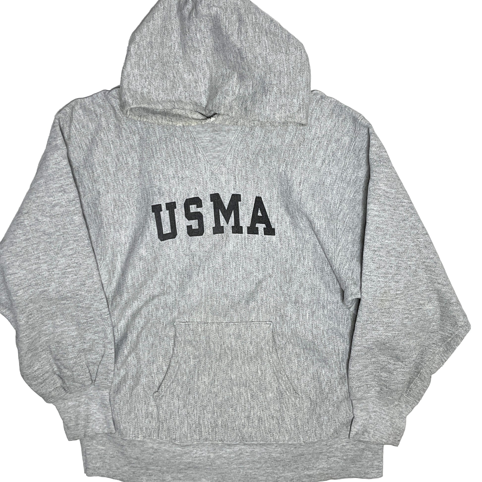 80s Champion R/W Parka "USMA" XL レア 平置き 1 灰色 USMAロゴ フロントポケット