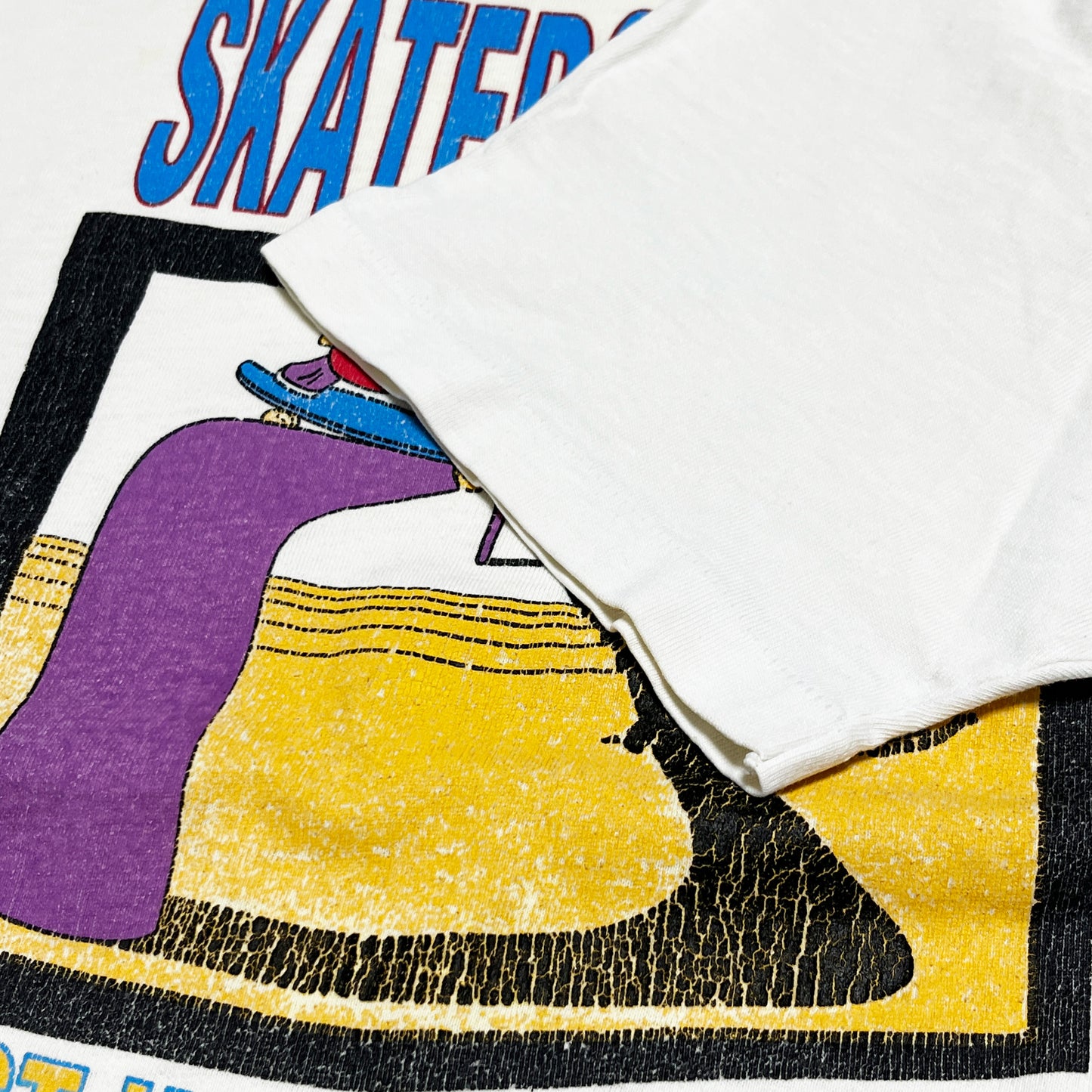 80s〜 Hanes THRASHER T L ディテール 1 SKATEBOARDERS文字 手描きイラスト 白ベース