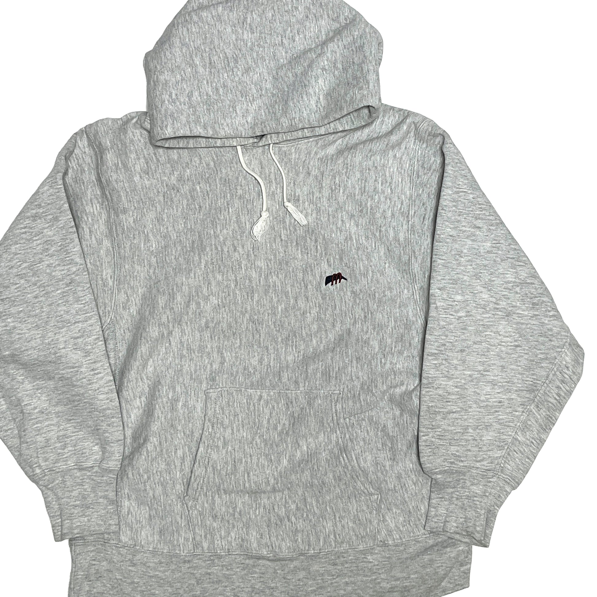 80s mariah by Champion R/W Parka L 平置き 1 グレーのフリース素材 前面に黒いマリーア・ビ・チャンプーンロ