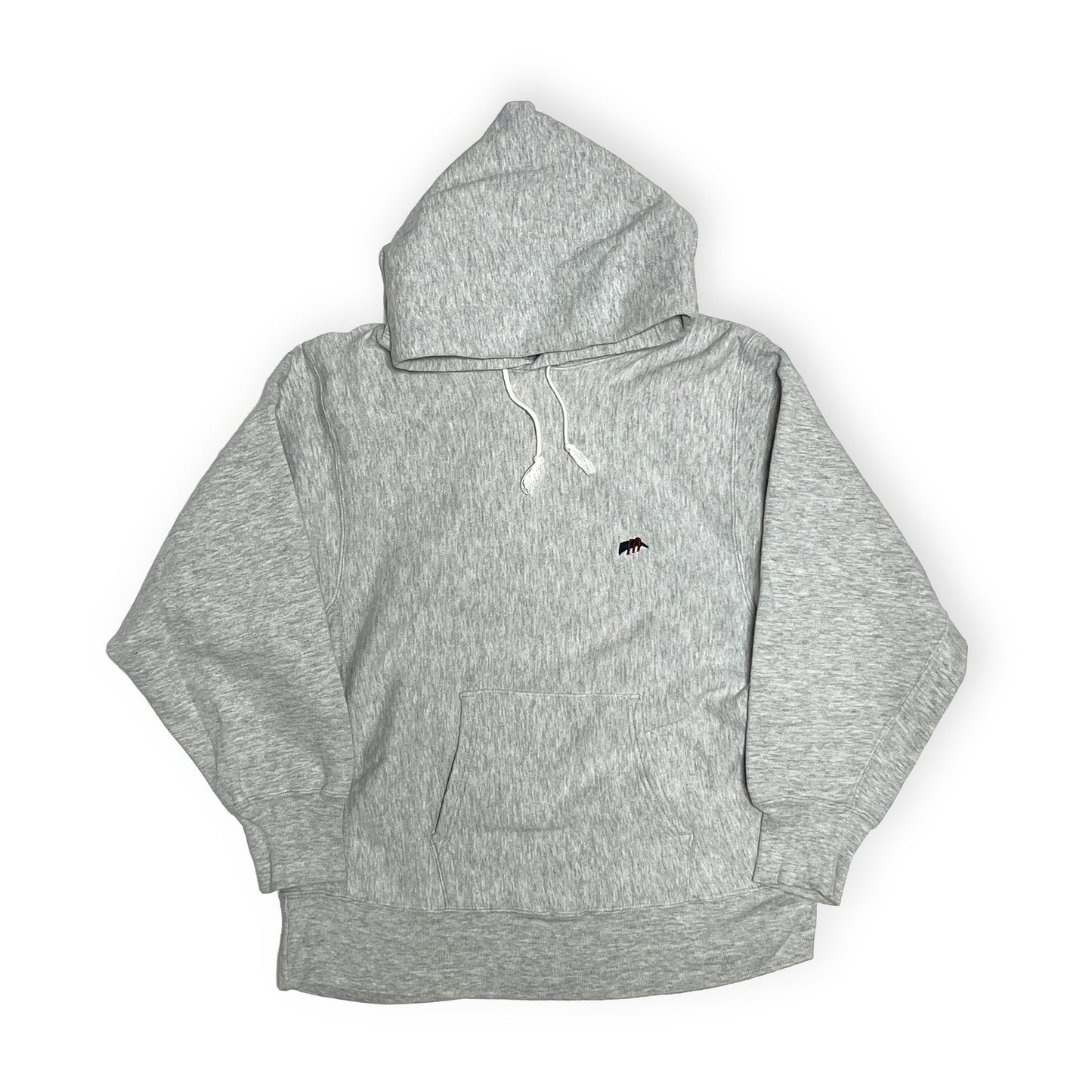80s mariah by Champion R/W Parka L 平置き 2 グレーのフリース素材 前面に黒いマリーア・ビ・チャンプーンロ
