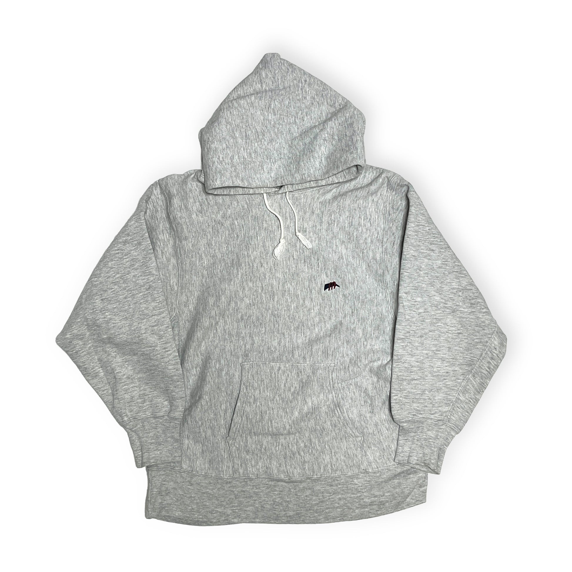 80s mariah by Champion R/W Parka L 平置き 2 グレーのフリース素材 前面に黒いマリーア・ビ・チャンプーンロ