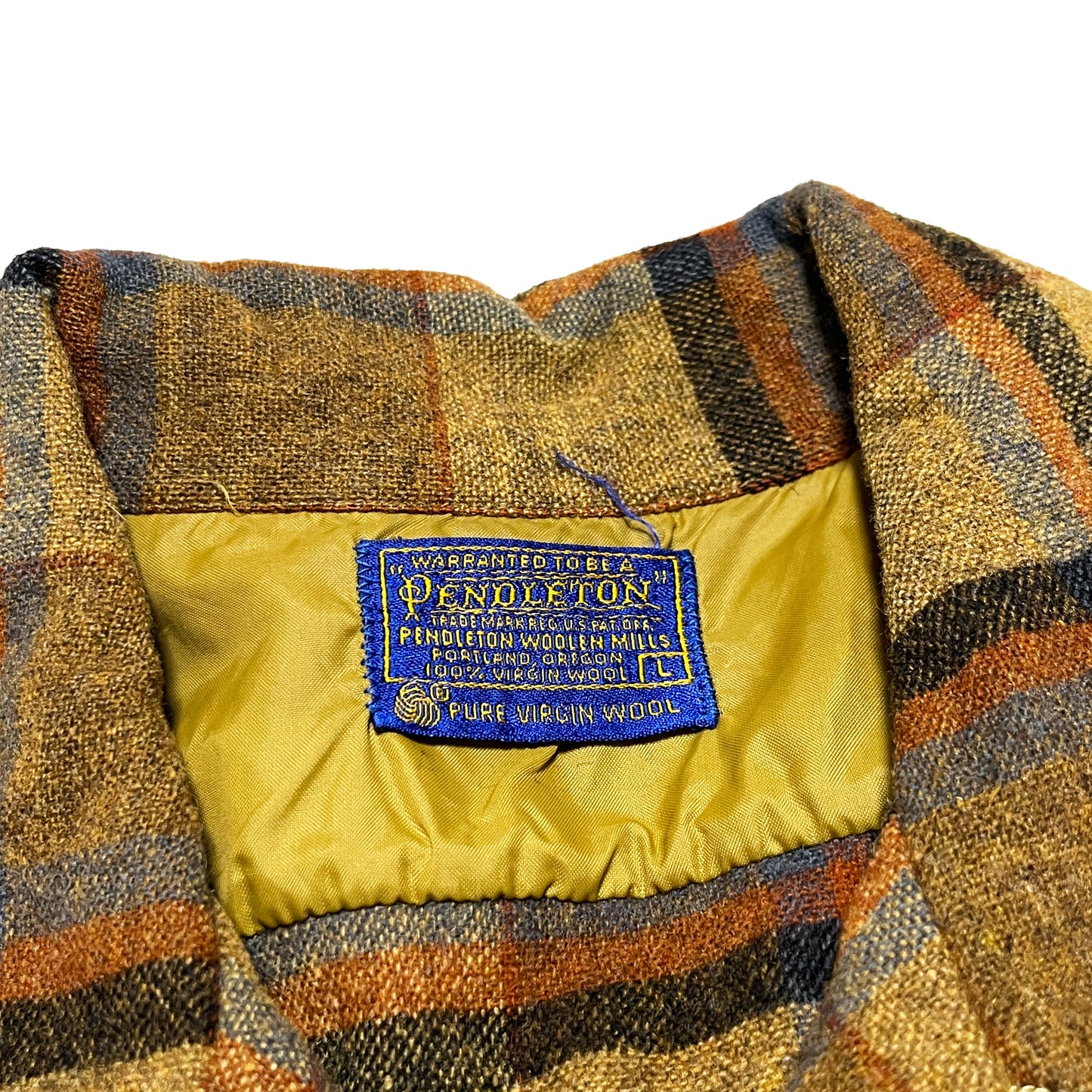 60s Pendleton Wool SH 好配色チェック L ブランドタグ 1 Pendleton Wool 品質タグ