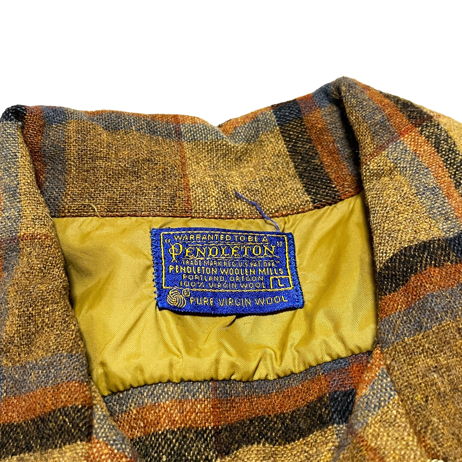 60s Pendleton Wool SH 好配色チェック L ブランドタグ 1 Pendleton Wool 品質タグ