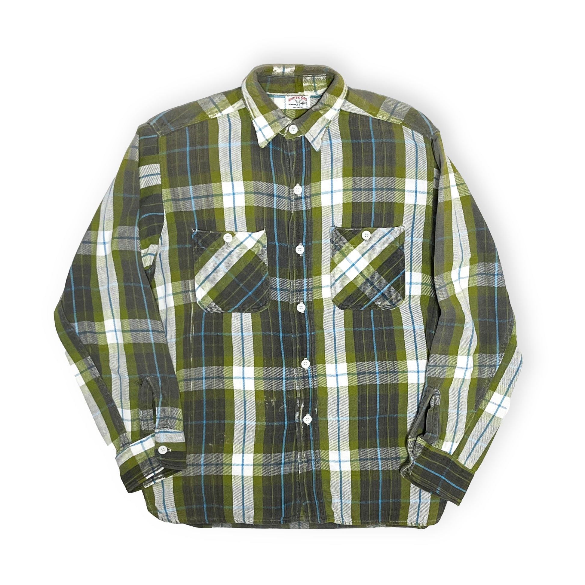 50s Winter King Nel SH マチ付き W襟 好配色チェック L ブランドタグ Winter King ブランドタグ