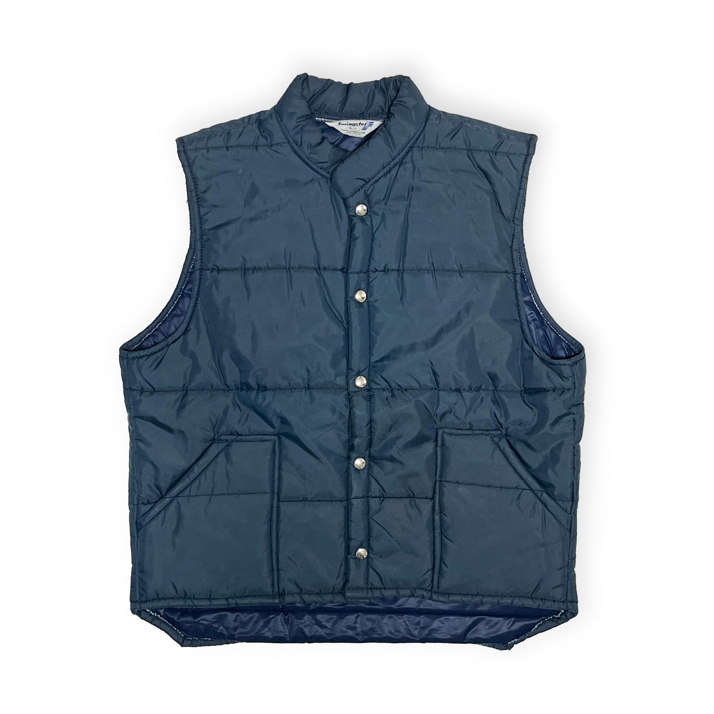 80s SwingSter Racing Vest ネイビー L 平置き ネイビー色 ボタン付き フロントポケット