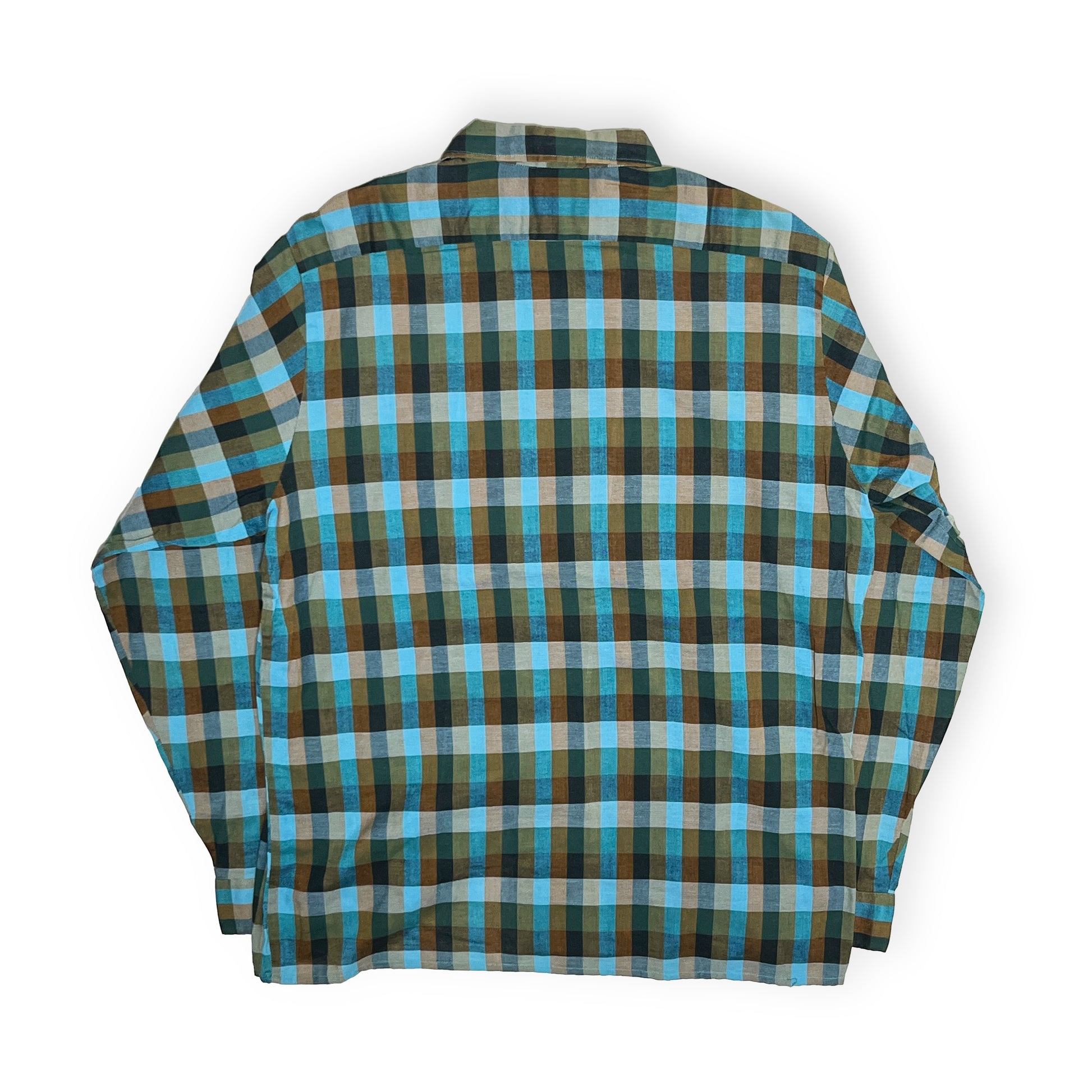 60s McGregor Cotton L/S SH 好配色チェック XL ビッグサイズ 背面 青緑のチェック柄 ボタン