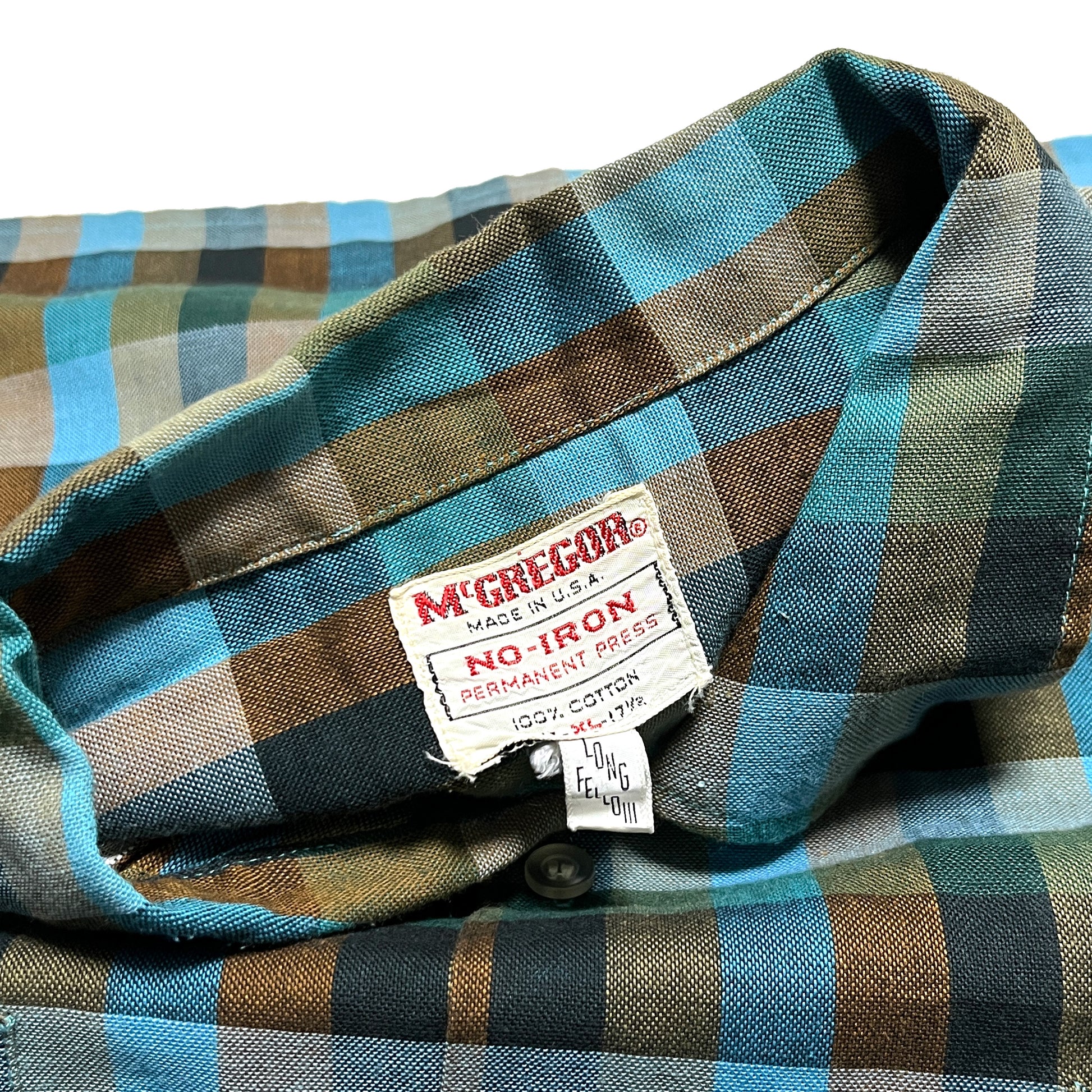 60s McGregor Cotton L/S SH 好配色チェック XL ビッグサイズ ブランドタグ 1 McGregor タグ No-Iron
