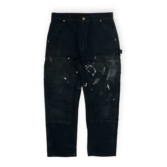 アメリカ製 Carhartt ダブルニー ダックペインターPT ブラック ペンキ飛び Size (W32 L31)位