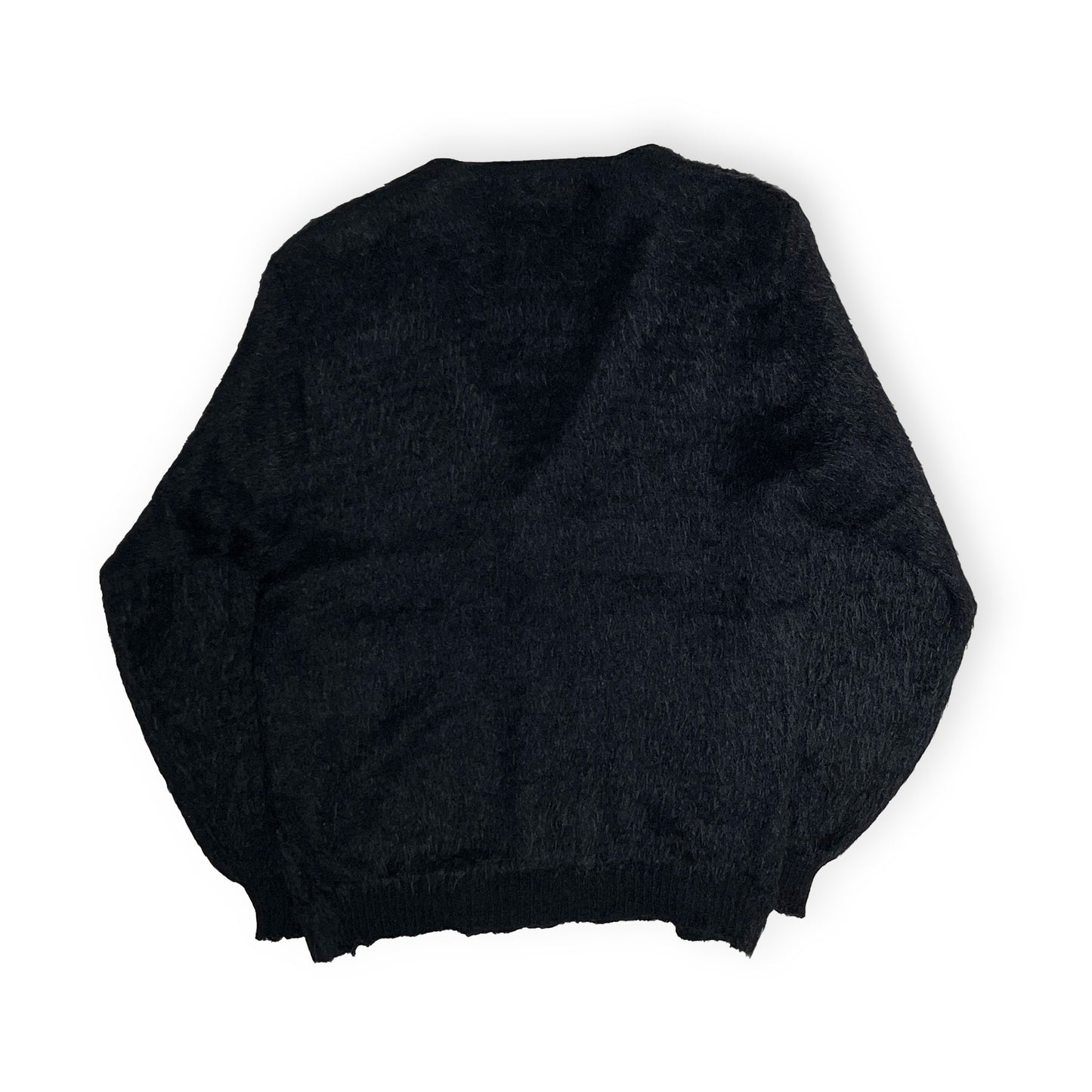 60s〜 Black Mohair Cardigan L 背面 毛布地