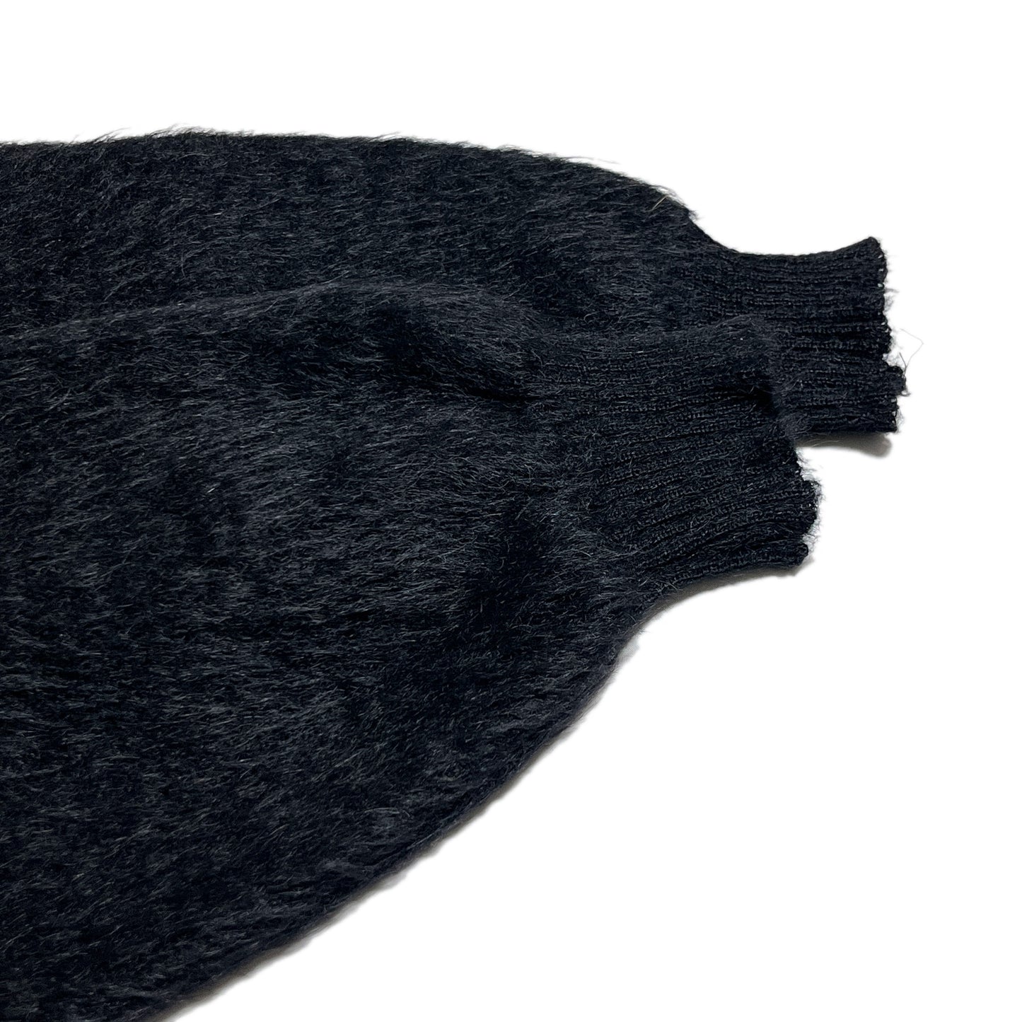 60s〜 Black Mohair Cardigan L ディテール ボタン 毛布地