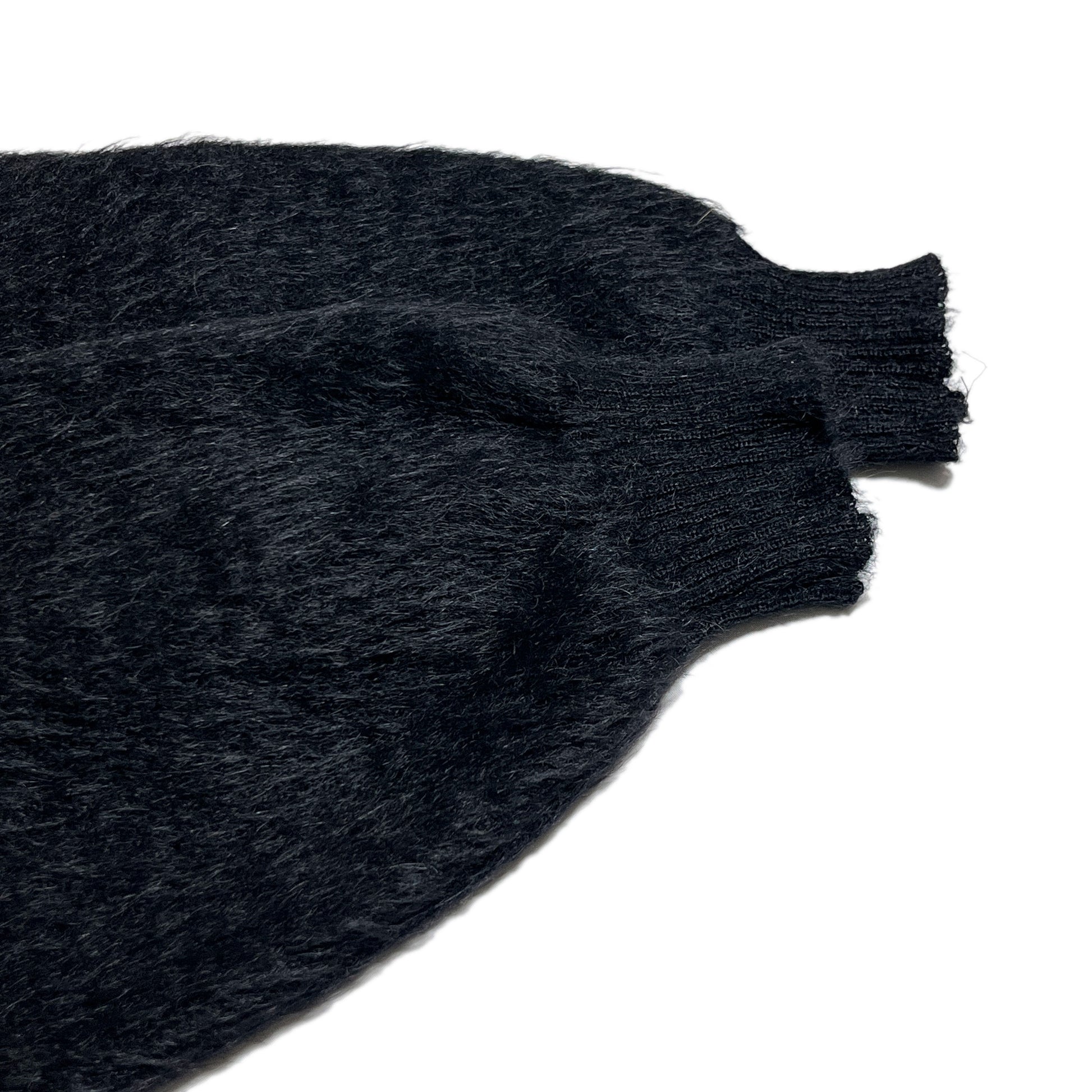 60s〜 Black Mohair Cardigan L ディテール ボタン 毛布地