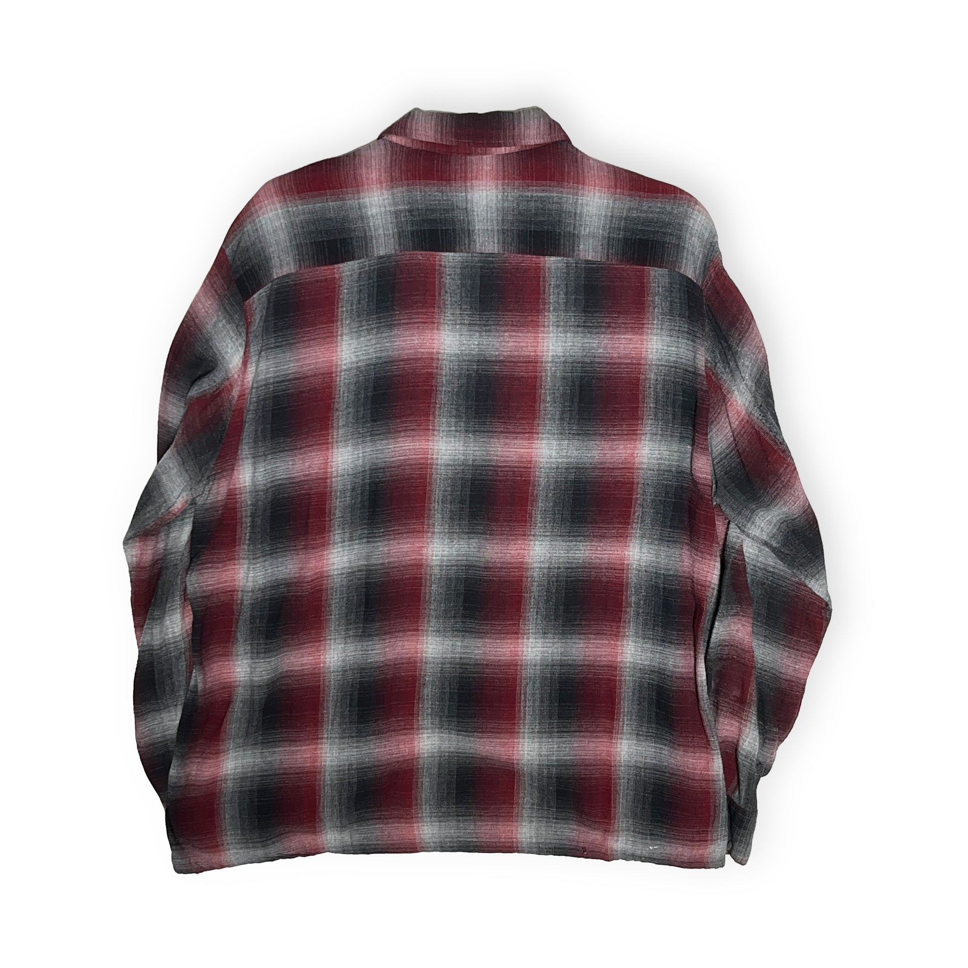 60s〜 TOWNCRAFT Rayon L/S SH オンブレ L 背面 赤・黒・グレーのチェック柄 ボタン