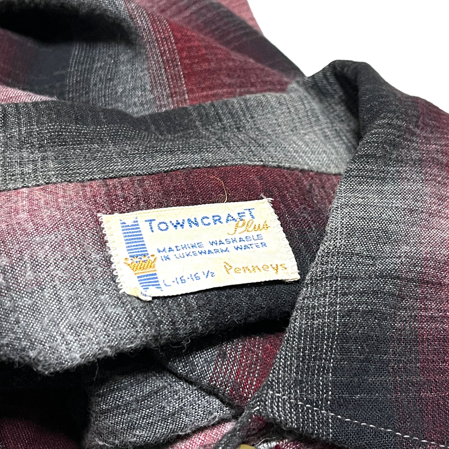 60s〜 TOWNCRAFT Rayon L/S SH オンブレ L ブランドタグ 1 Towncraftタグ サイズL 洗濯表示