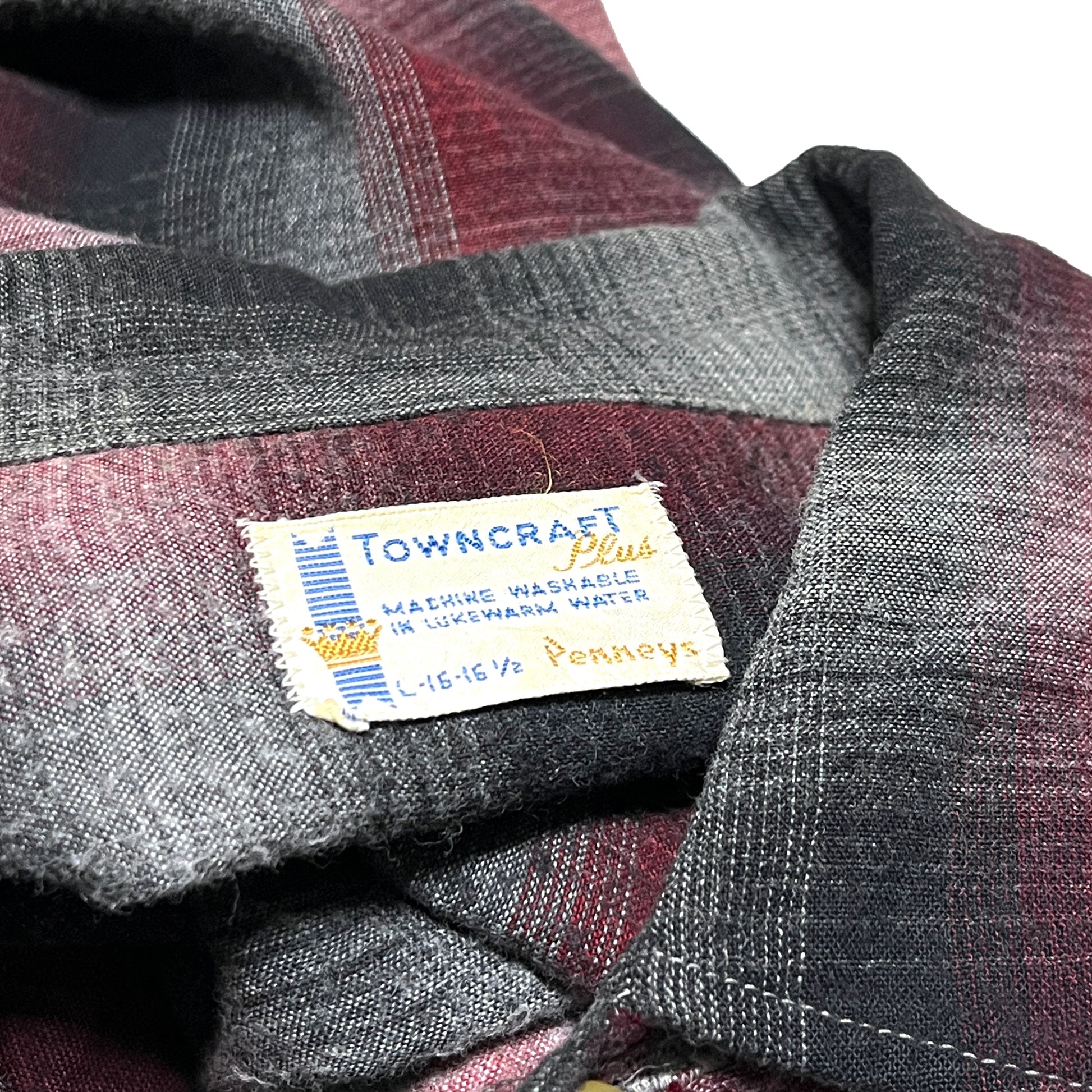 60s〜 TOWNCRAFT Rayon L/S SH オンブレ L ブランドタグ 1 Towncraftタグ サイズL 洗濯表示