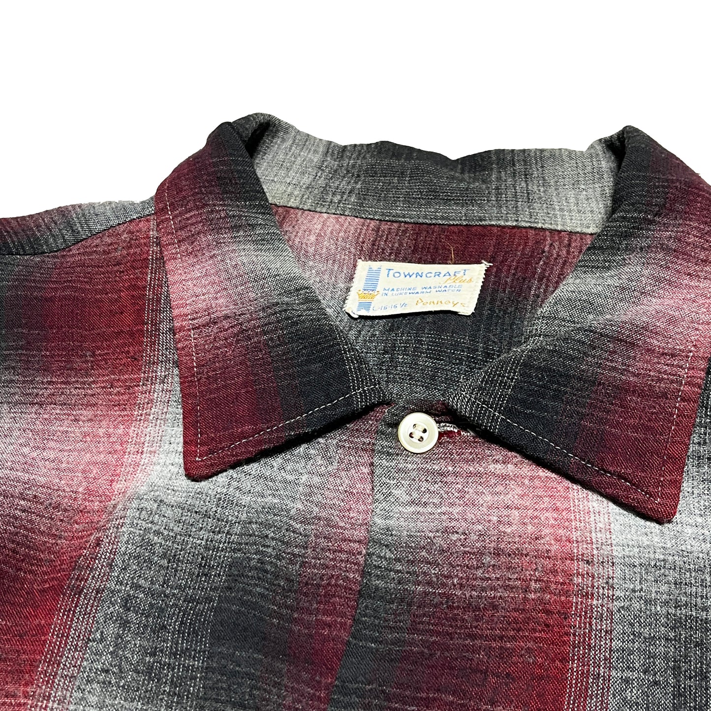 60s〜 TOWNCRAFT Rayon L/S SH オンブレ L ブランドタグ 2 Towncraftタグ サイズL 洗濯表示