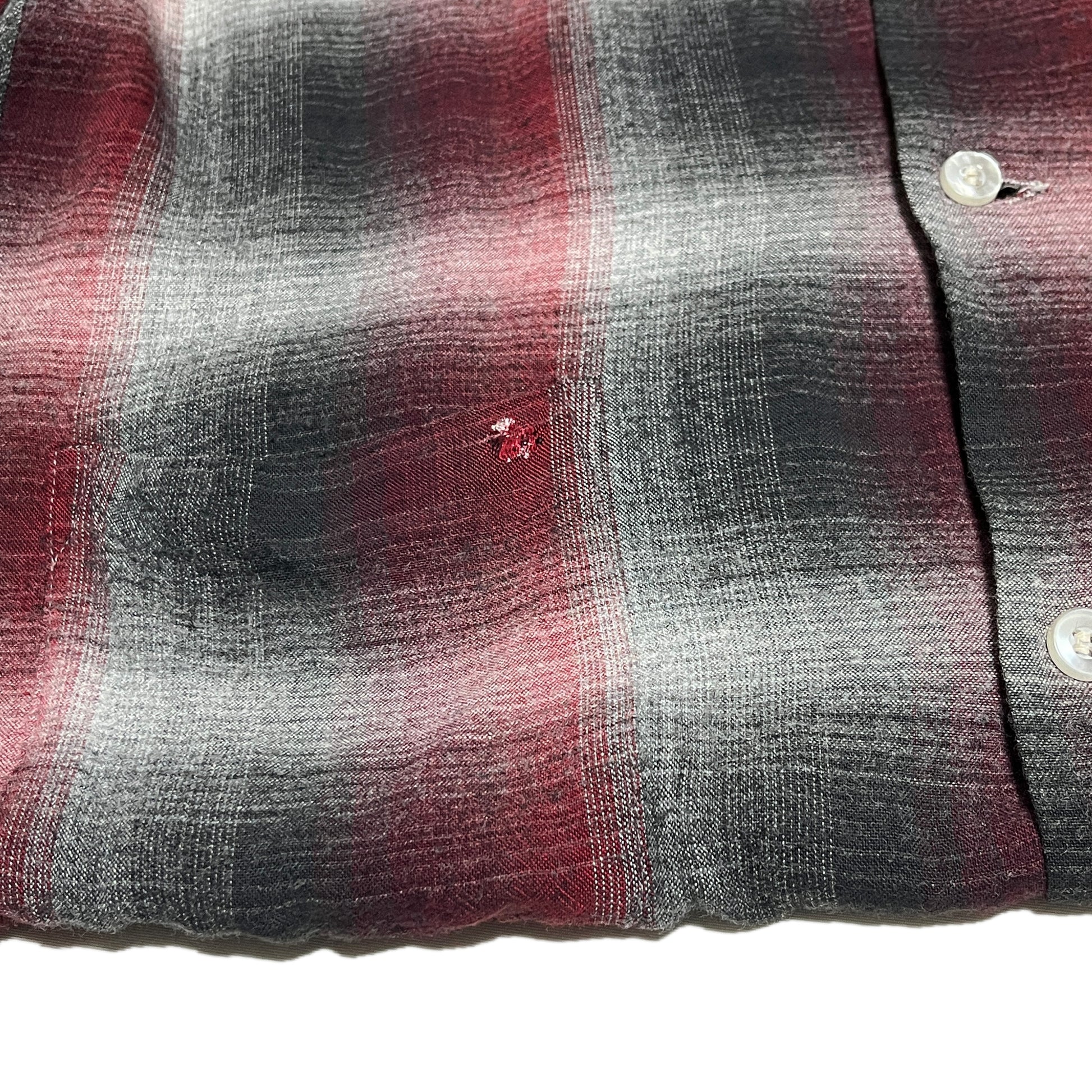 60s〜 TOWNCRAFT Rayon L/S SH オンブレ L ディテール 1 赤・黒・グレーのチェック柄 ボタン 縫い目
