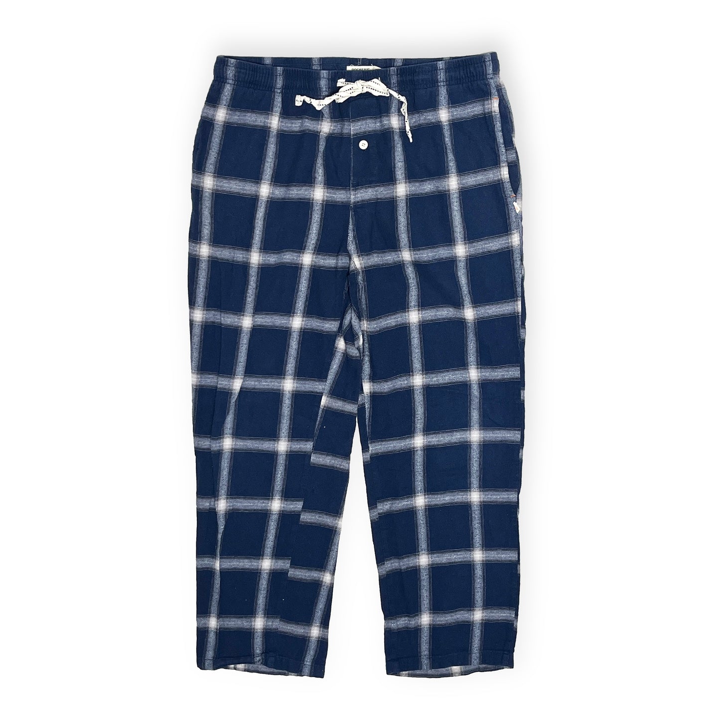 00s〜 DOCKERS Pajama PT 好配色チェック M 平置き ダークネイビーチェック柄 白の抽線 ボタン ウエストタグ
