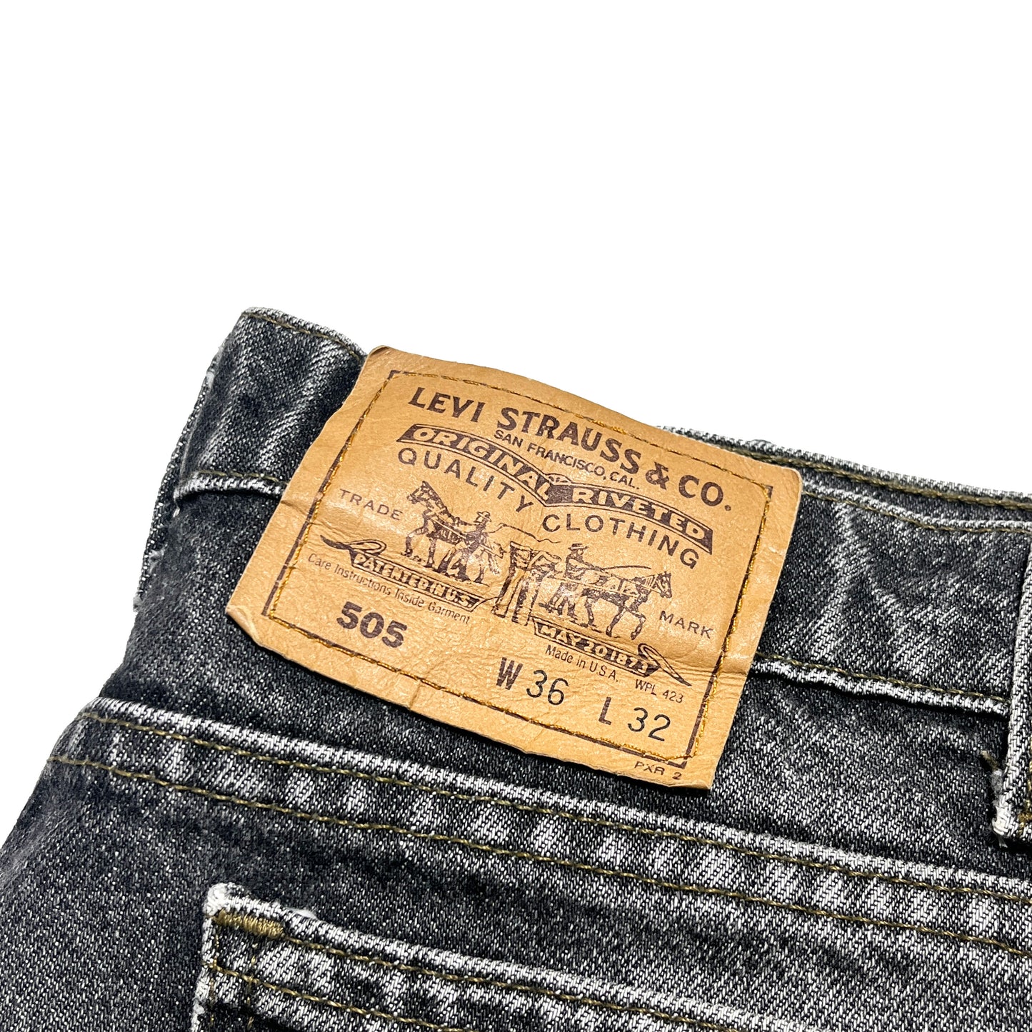 90s Levi's 505 Black Denim PT 極上色落ち W36 L32 ディテール 1 505タグ サイズW36L32