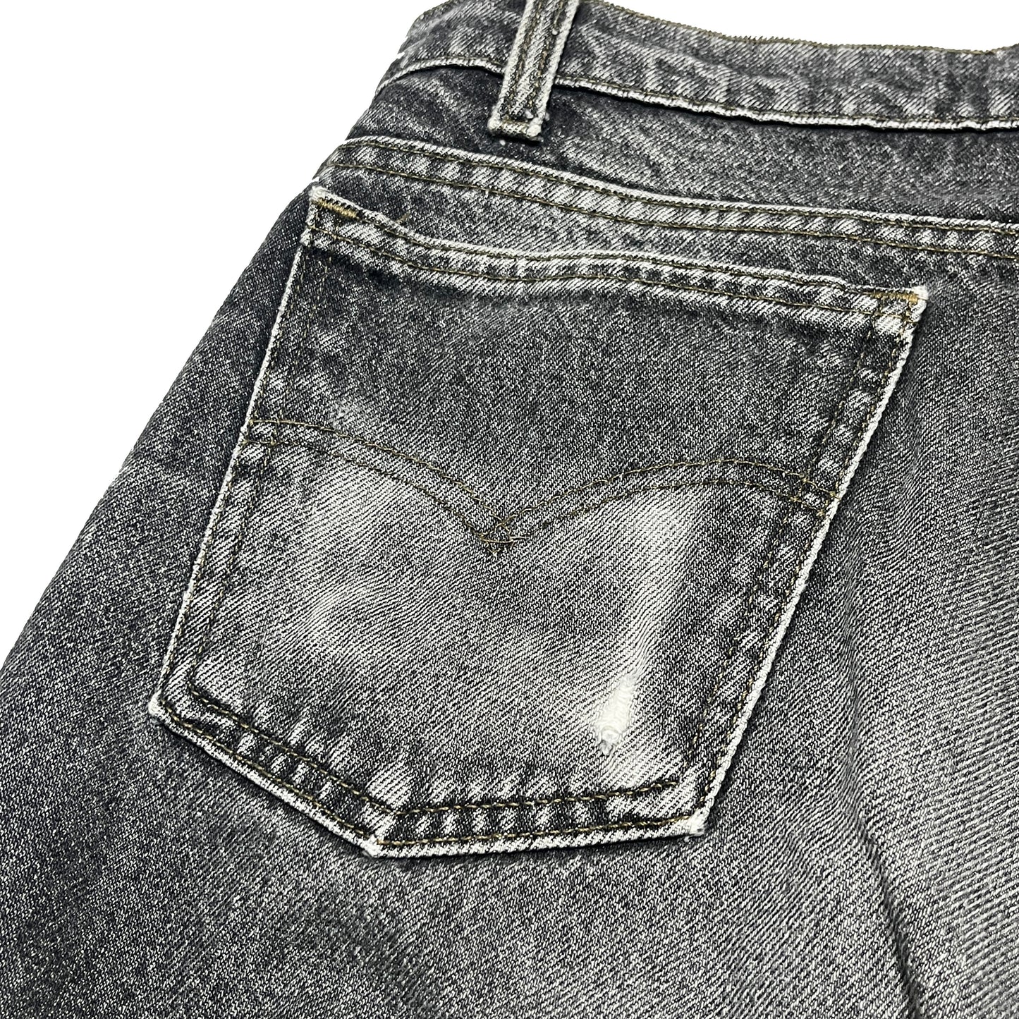 90s Levi's 505 Black Denim PT 極上色落ち W36 L32 ディテール 金メッキジッパー 縫い目