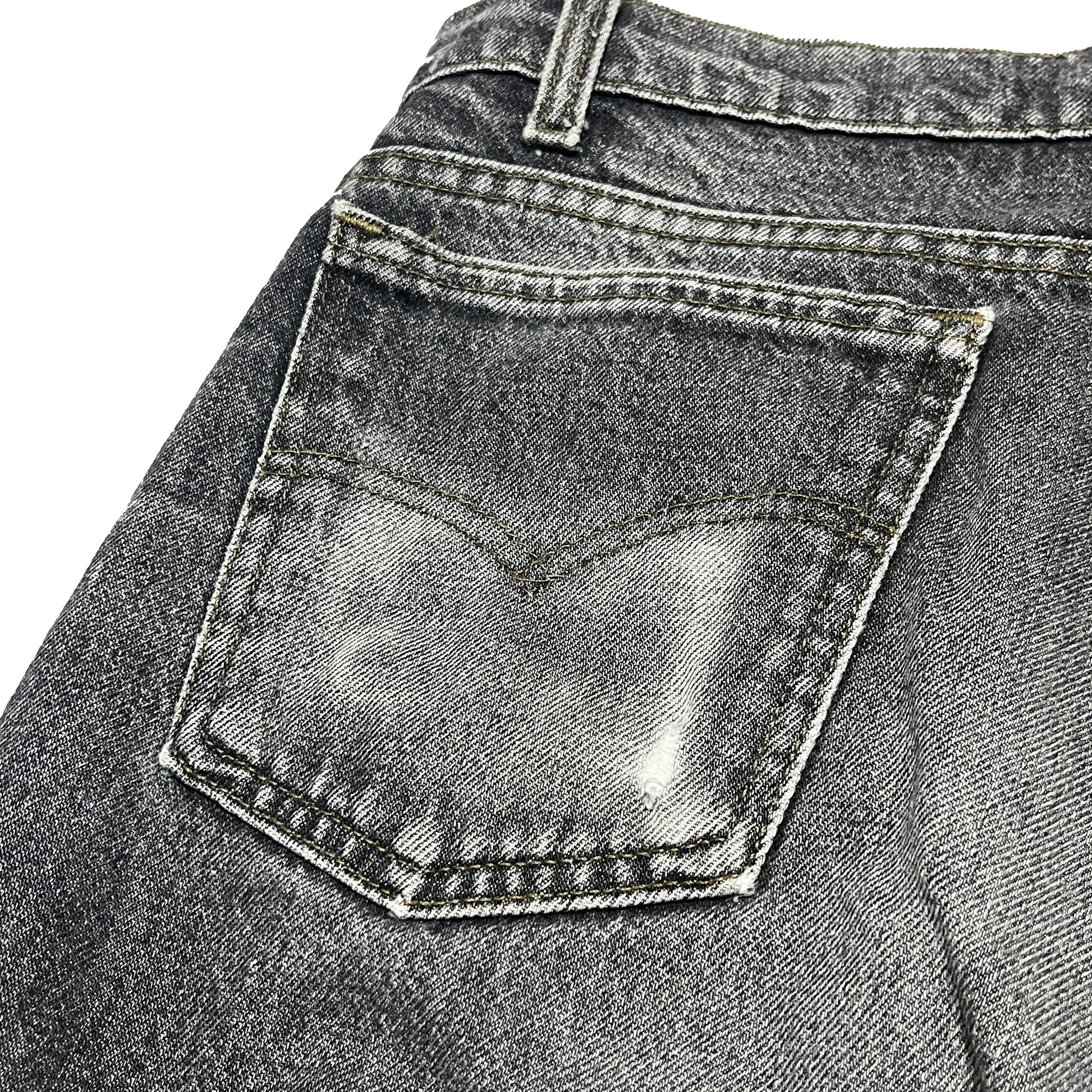 90s Levi's 505 Black Denim PT 極上色落ち W36 L32 ディテール 金メッキジッパー 縫い目
