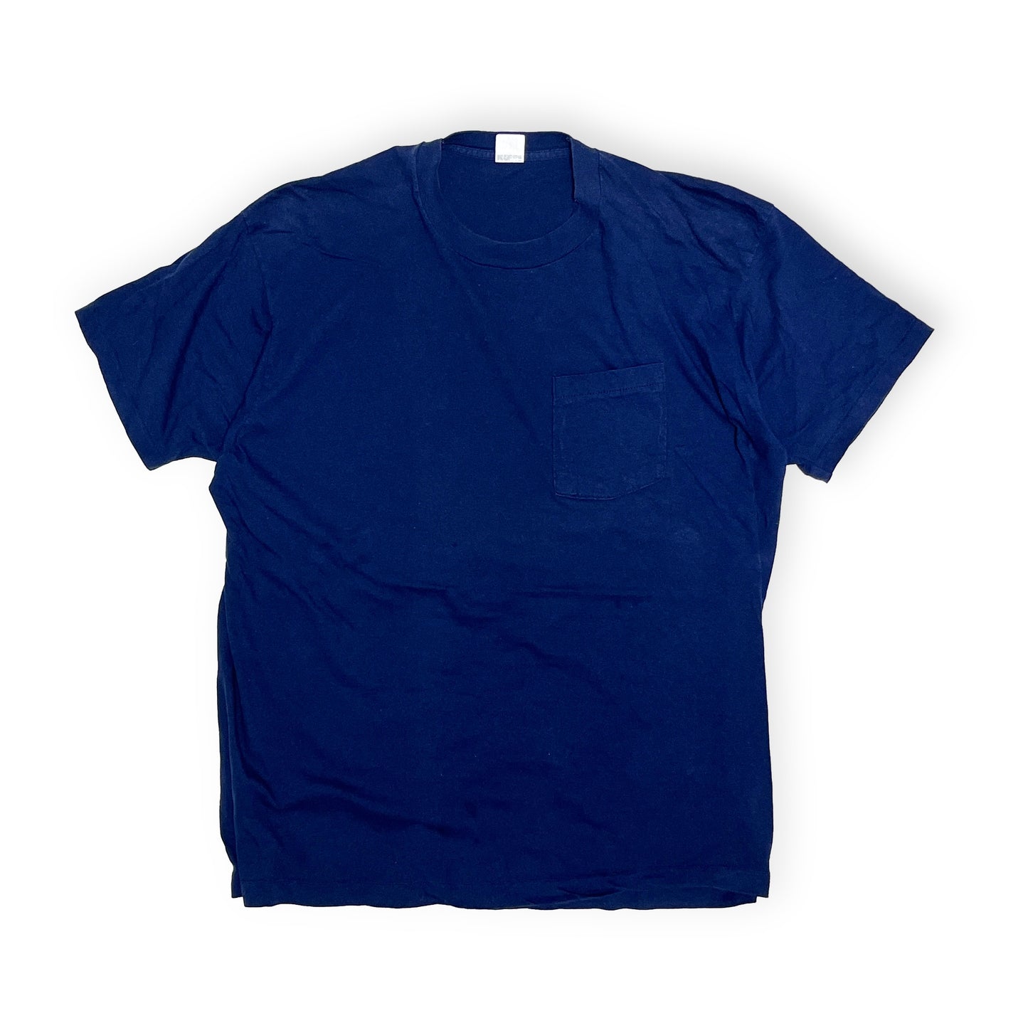 80s〜 FRUIT OF THE LOOM Pocket T Navy XXXL ビッグサイズ 平置き 2 Navy blue, short sleeves, ches