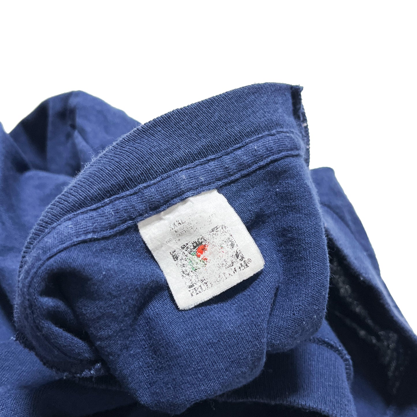 80s〜 FRUIT OF THE LOOM Pocket T Navy XXXL ビッグサイズ ブランドタグ Navy blue, tag with red logo