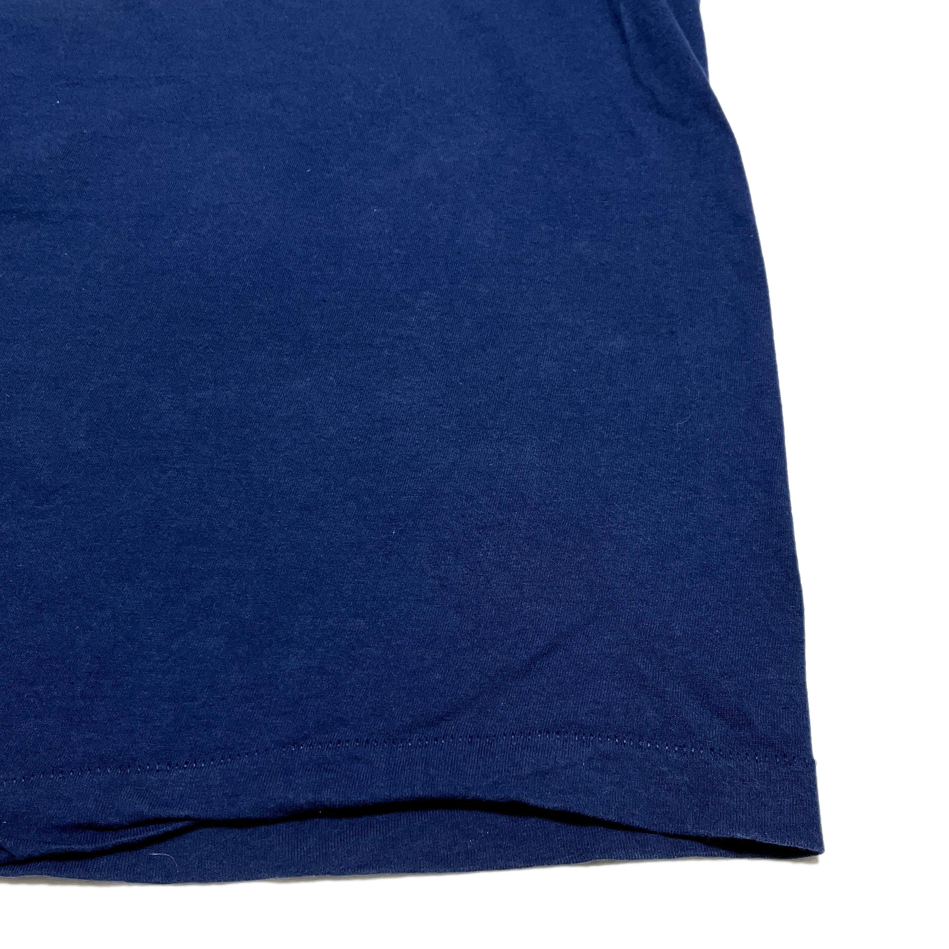 80s〜 FRUIT OF THE LOOM Pocket T Navy XXXL ビッグサイズ ディテール Navy blue, hem stitching
