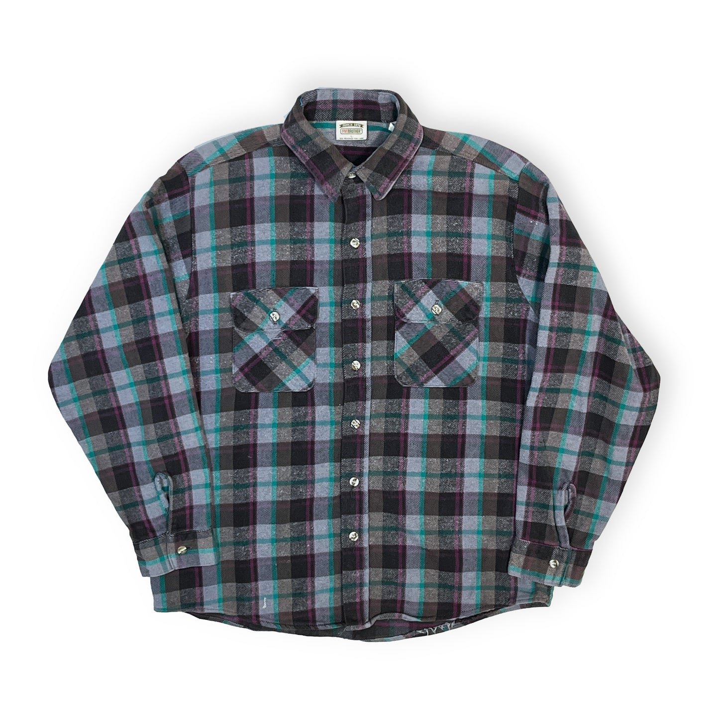 90s FIVEBROTHER Nel SH 好配色チェック L ブランドタグ 1 50's flannel タグ 50's flannel タ