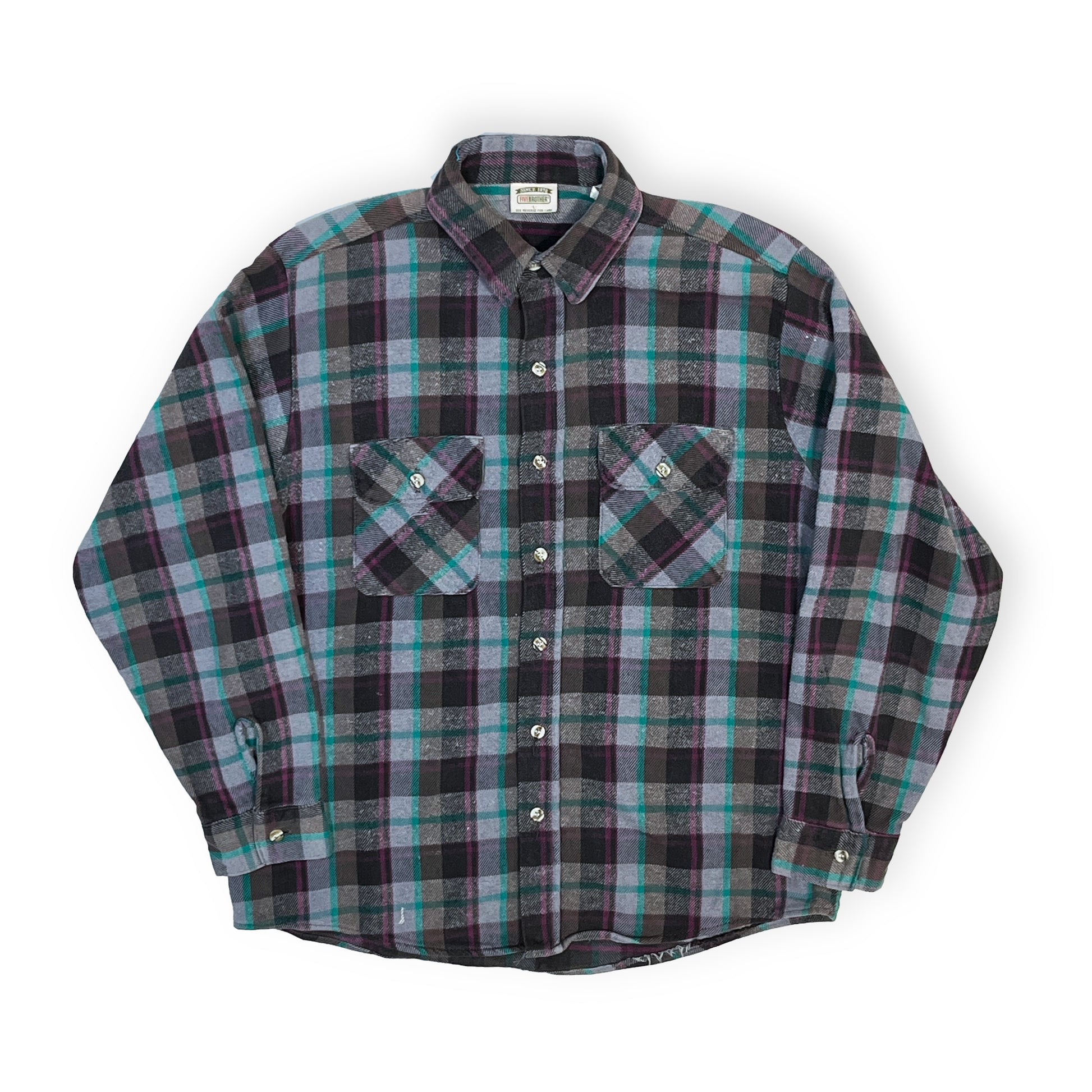 90s FIVEBROTHER Nel SH 好配色チェック L ブランドタグ 1 50's flannel タグ 50's flannel タ