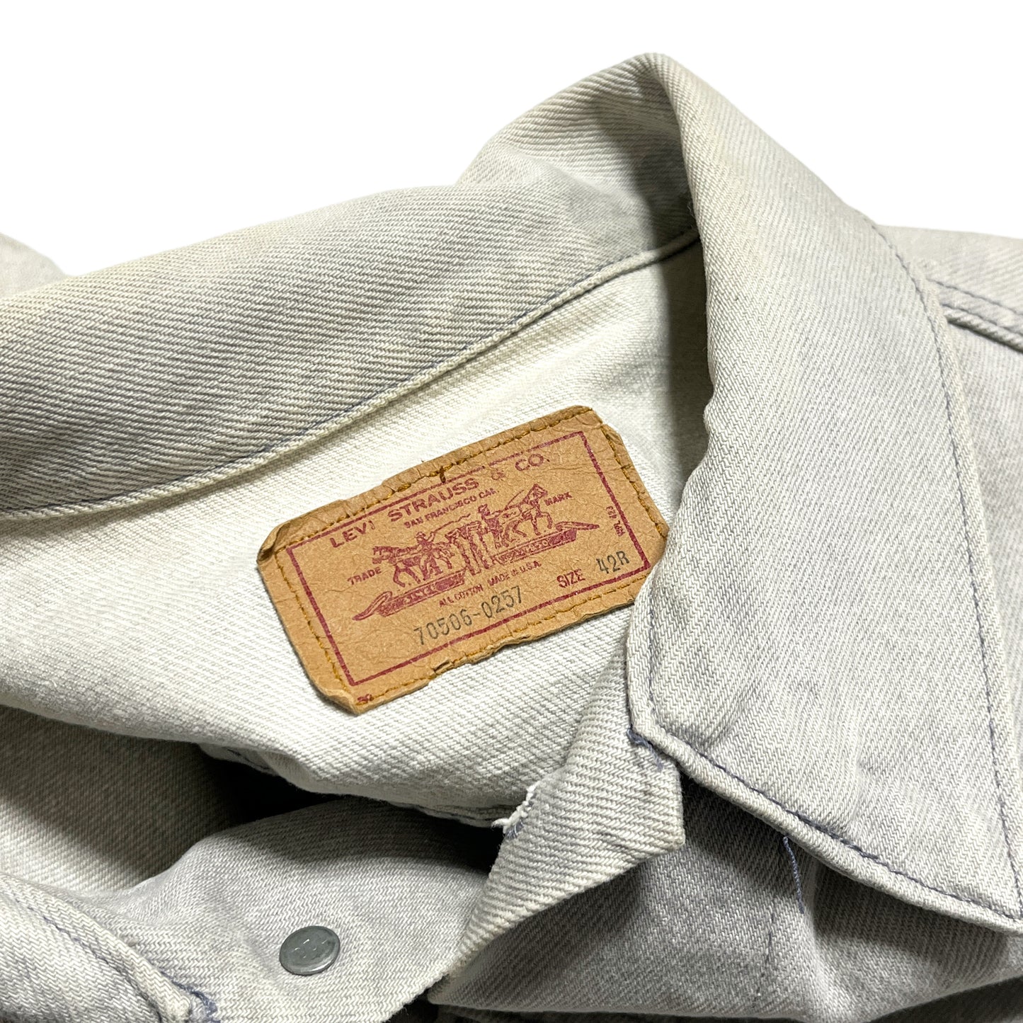 80s Levi's 70506 Gray Denim JKT 42R ブランドタグ レヴィスタグ レギンスタグ