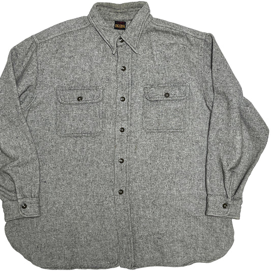 40s〜 BIG YANK L/S Work SH L 平置き 1 グレーの素材 2枚の胸ポケット ボタン付き袖口