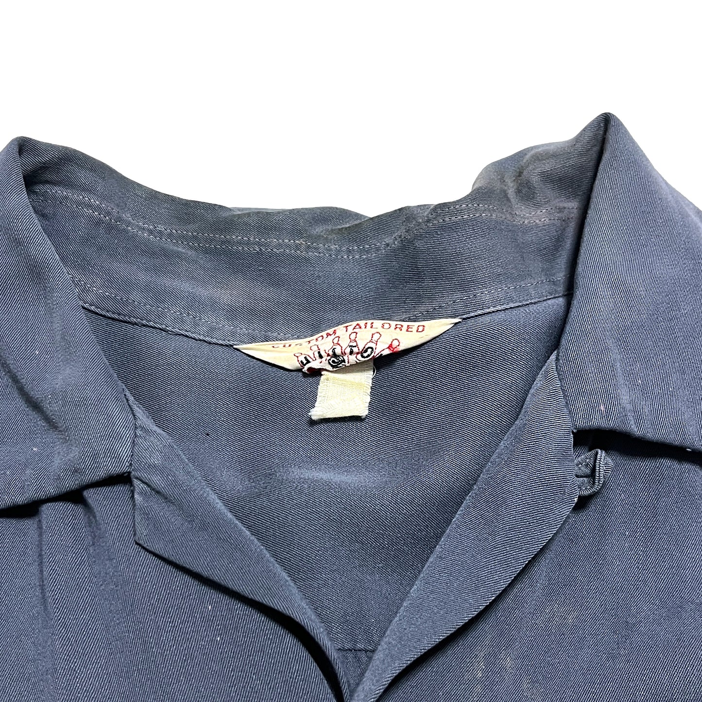 50s〜 HILTON Bowling SH L ブランドタグ 2 襟元にある'CUSTOM TAILORED'タグ