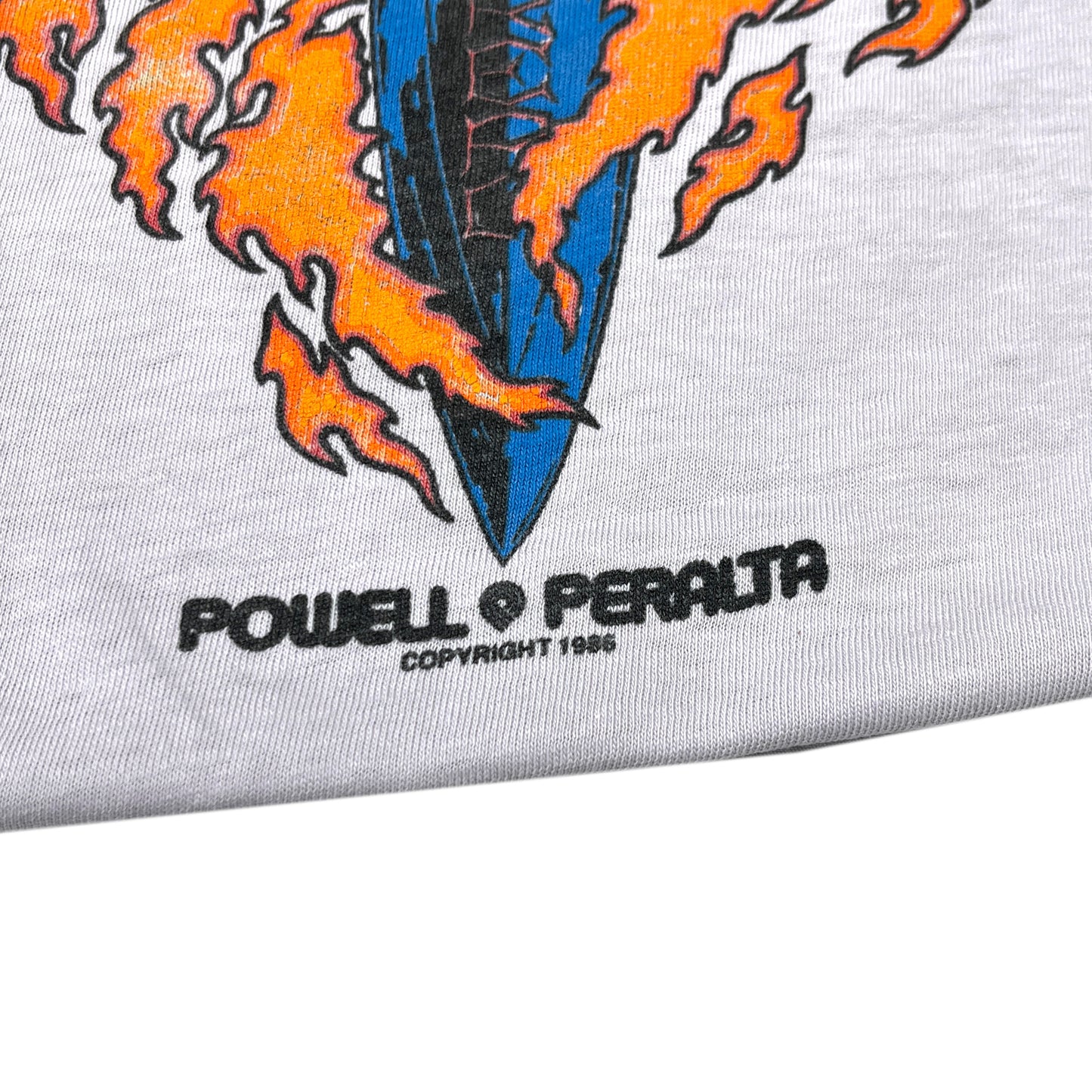 80s〜 Stedman Powell Peralta "Tommy Guerrero" T L ディテール 背面の火炎のデザインプリント拡大