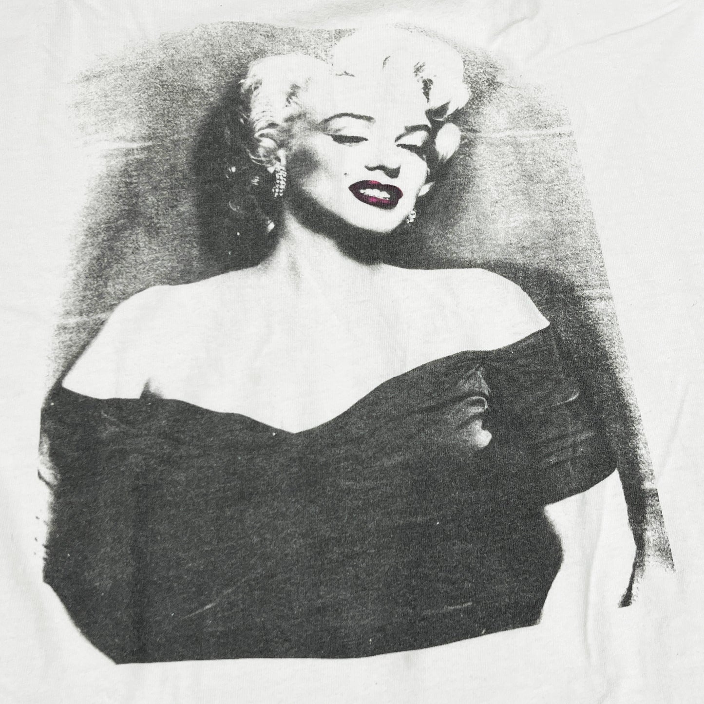 90s Hanes Marilyn Monroe T XL ディテール 1 マリン・マロンの顔と首元