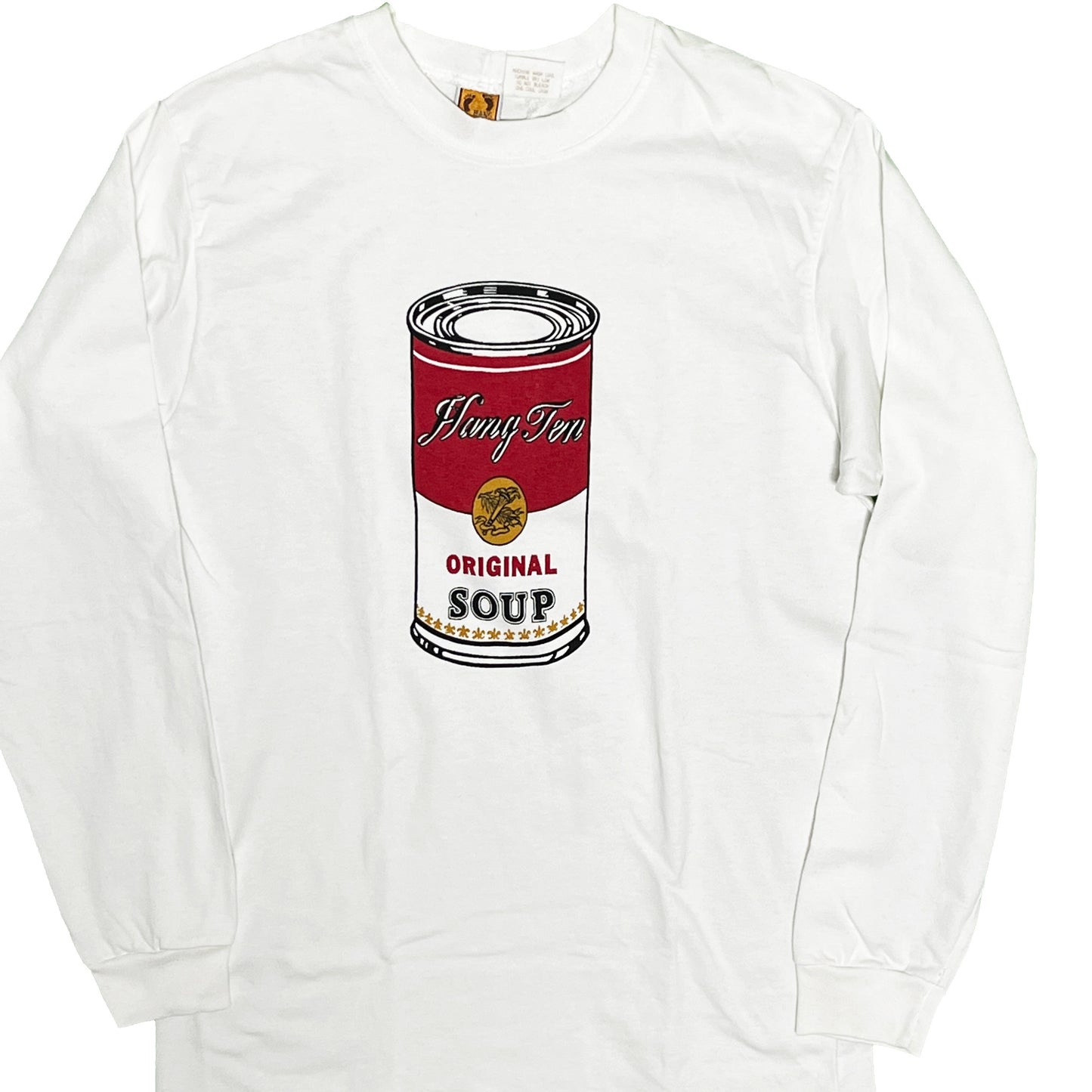 90s HANGTEN L/S T "Campbell Soup" パロディー M 平置き 1 白ベースにキャンベルスープの缶パロディープリント