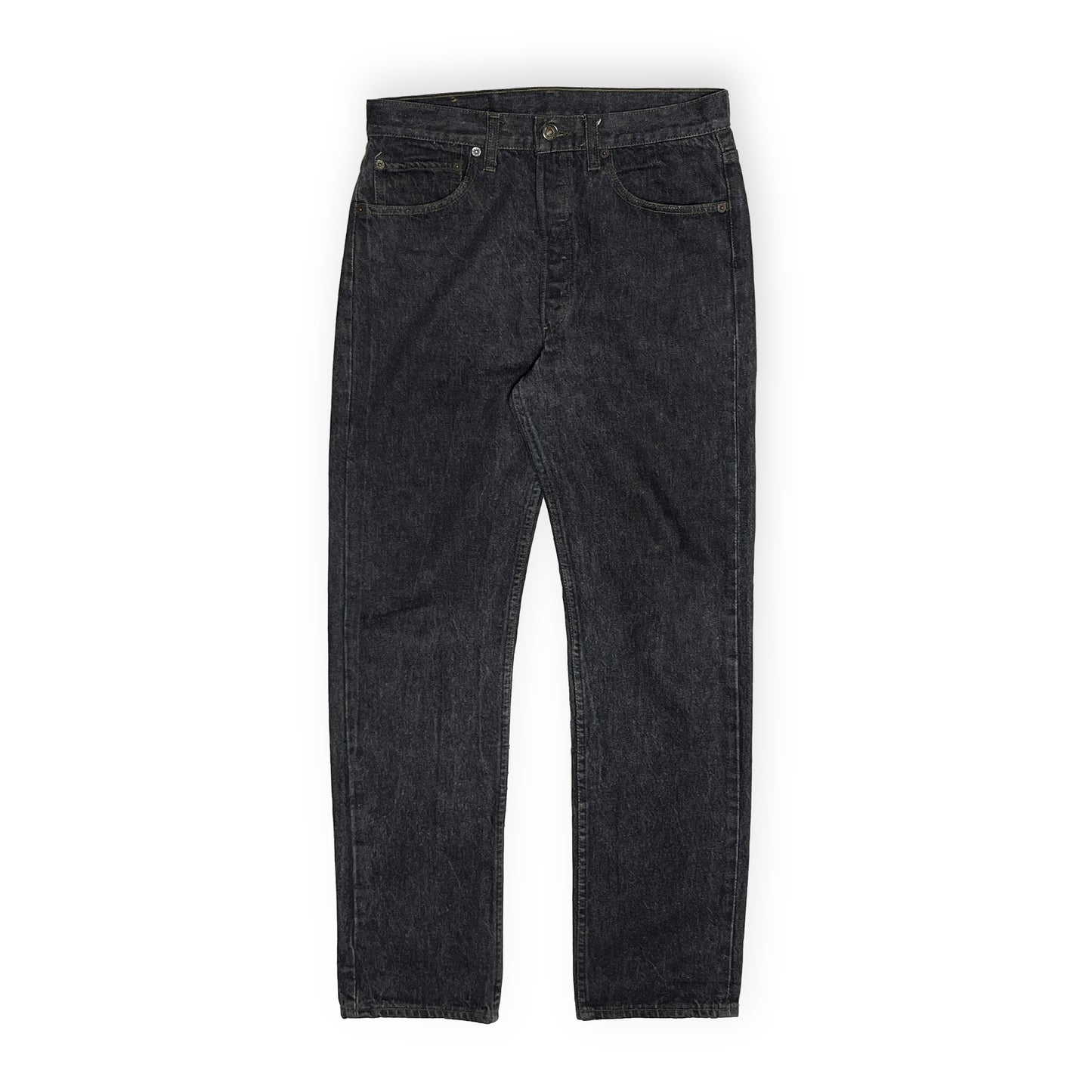 90s Levi's 501 Black Denim PT W31 L32 平置き 正面 黒いジーン