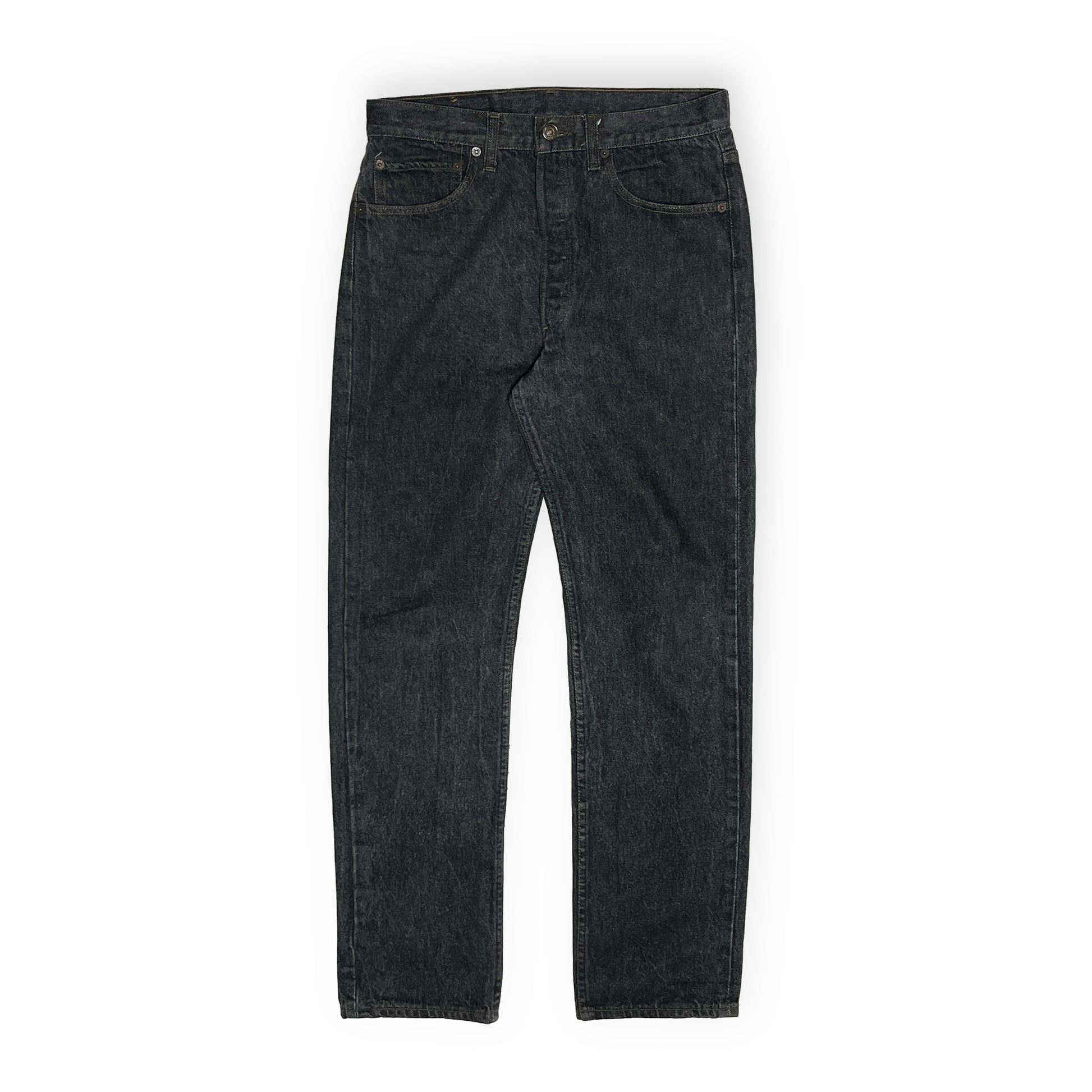 90s Levi's 501 Black Denim PT W31 L32 平置き 正面 黒いジーン