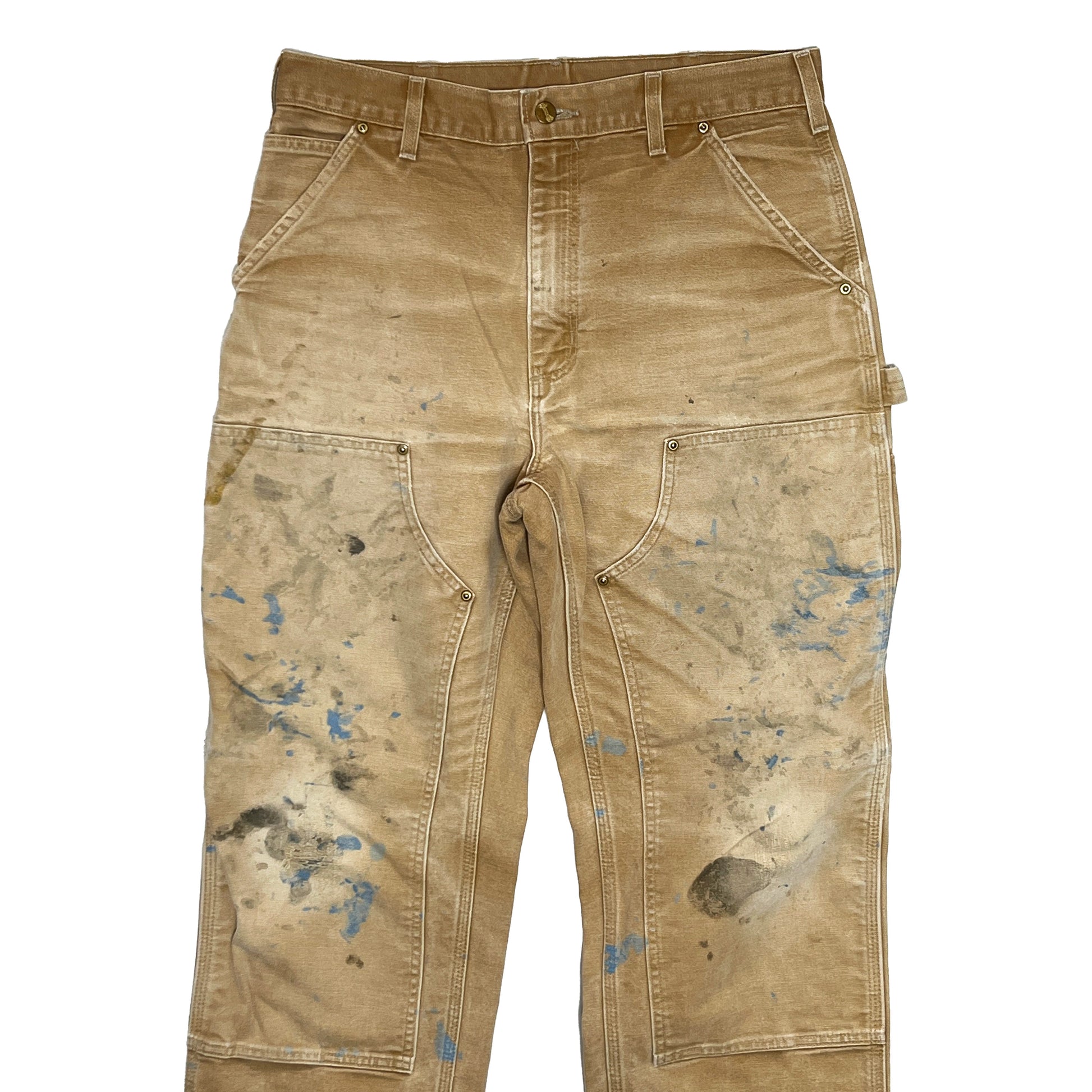 アメリカ製 Carhartt ダブルニー ダックペインターPT ペンキ飛び W33.5 L32 平置き 1 ダックペイントPT ペンキ飛び 汚れ サイズ表記