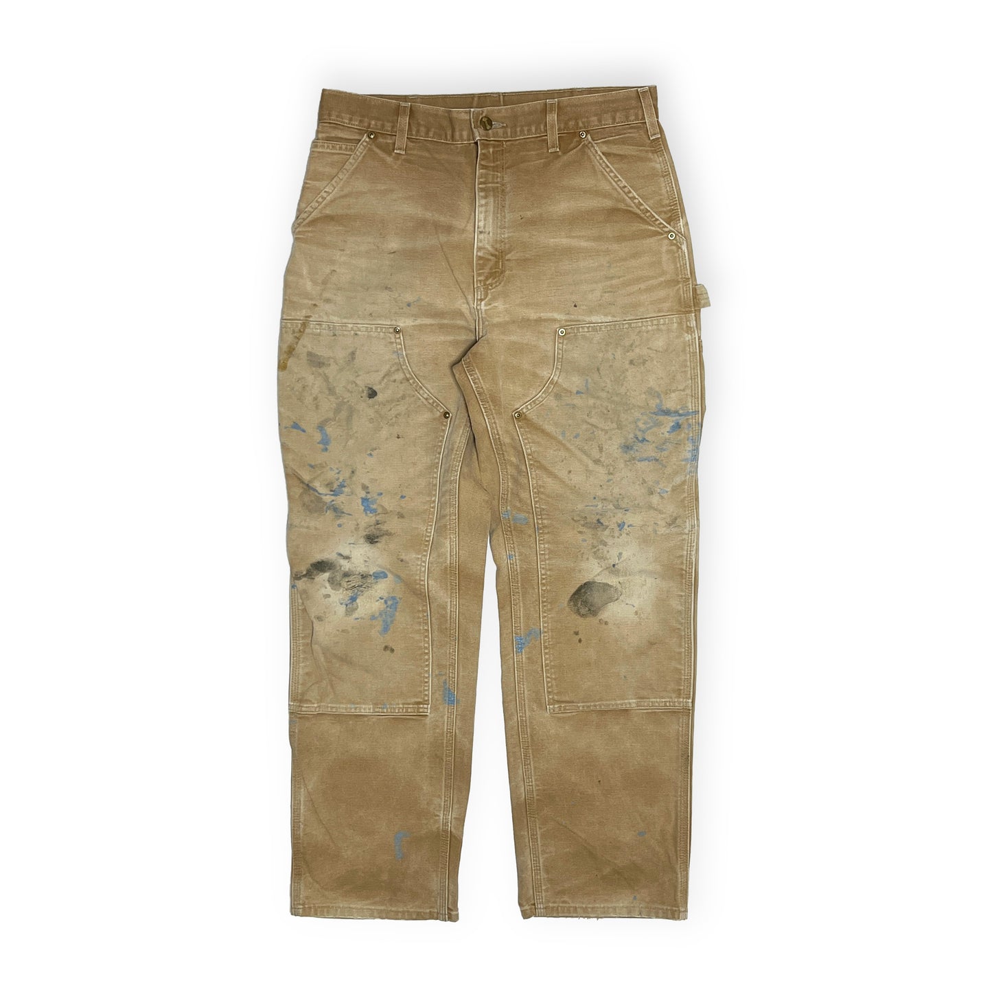 アメリカ製 Carhartt ダブルニー ダックペインターPT ペンキ飛び W33.5 L32 ディテール 2 ダックペイントPT ペンキ飛び 汚れ サイズ表記