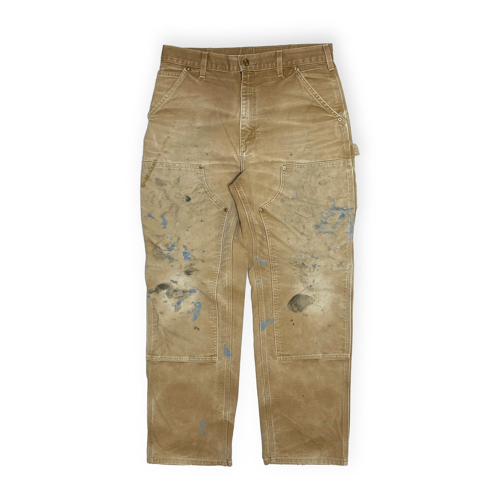 アメリカ製 Carhartt ダブルニー ダックペインターPT ペンキ飛び W33.5 L32 ディテール 2 ダックペイントPT ペンキ飛び 汚れ サイズ表記